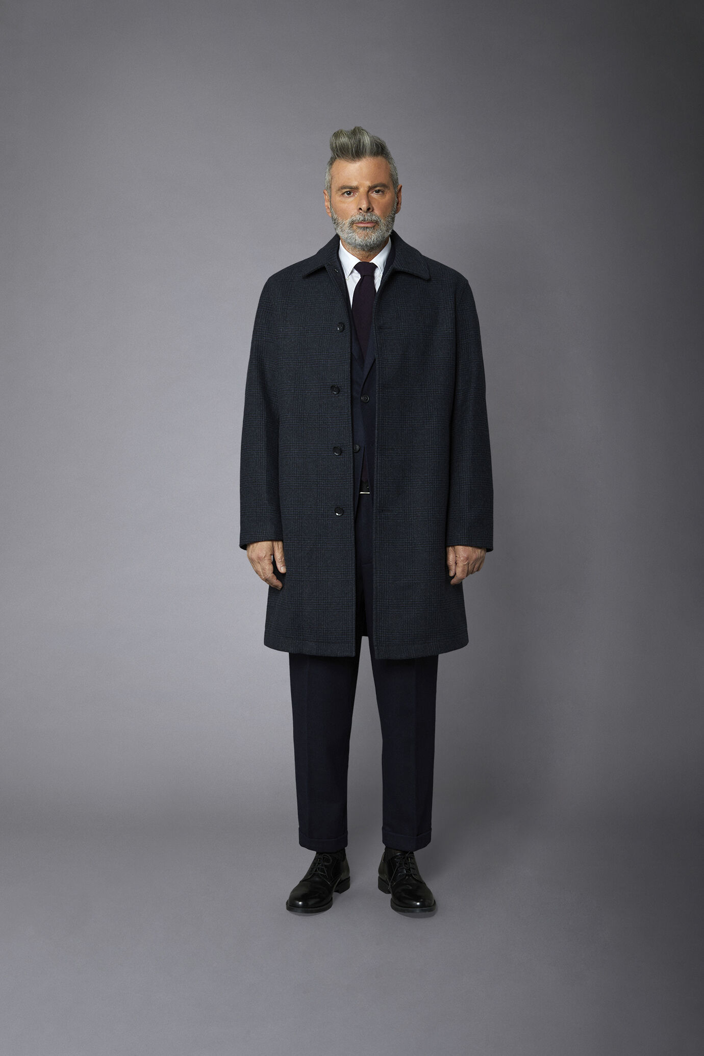 Men's wool-blend single-breasted checked loden coat image number 2