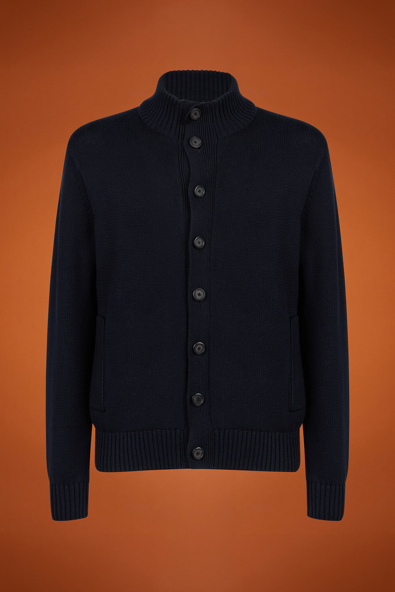 Herren-Strickjacke mit hohem Ausschnitt aus 100 % Baumwolle in normaler Passform image number 4