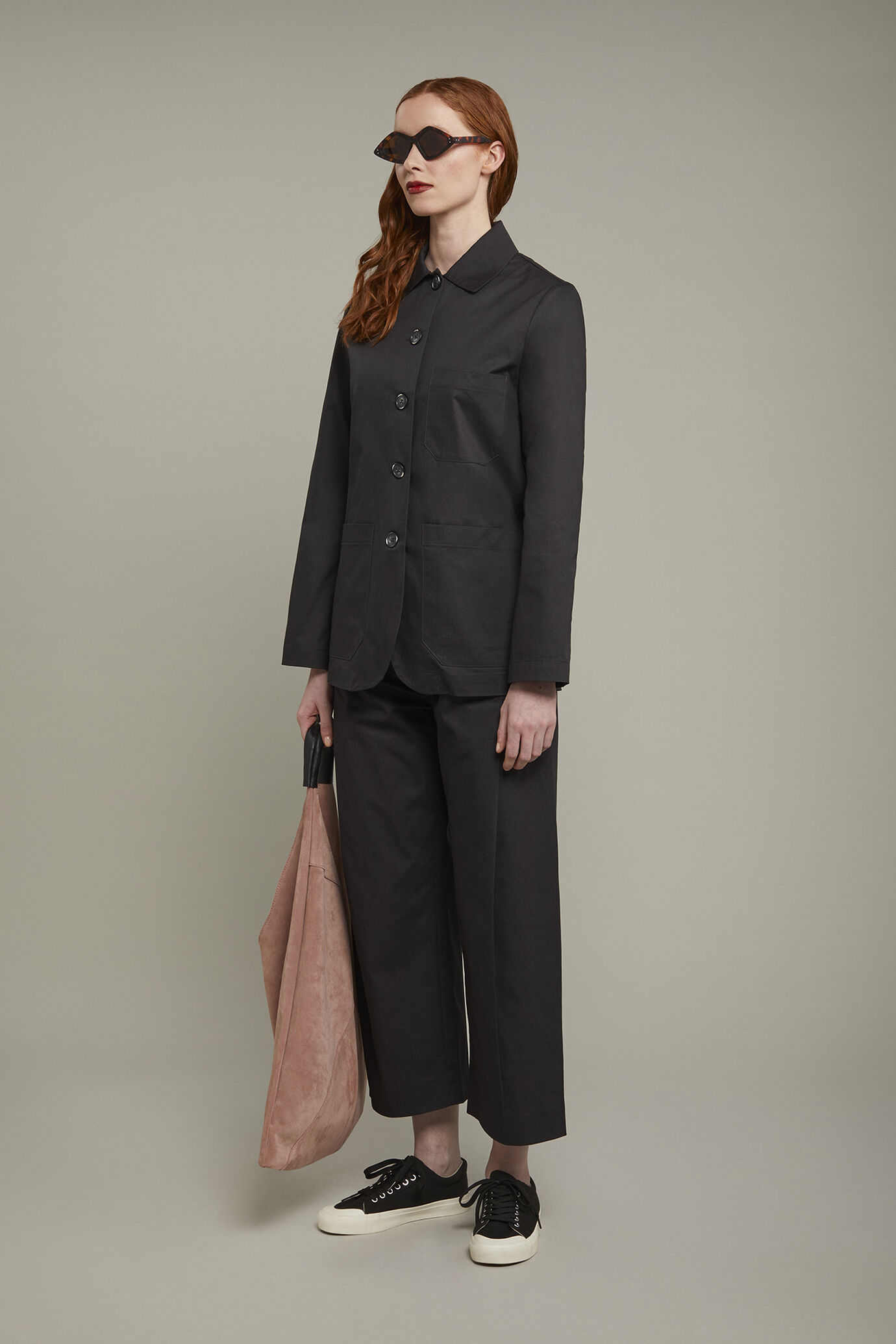 Pantalone donna 100% cotone tinta unita regular fit image number 1