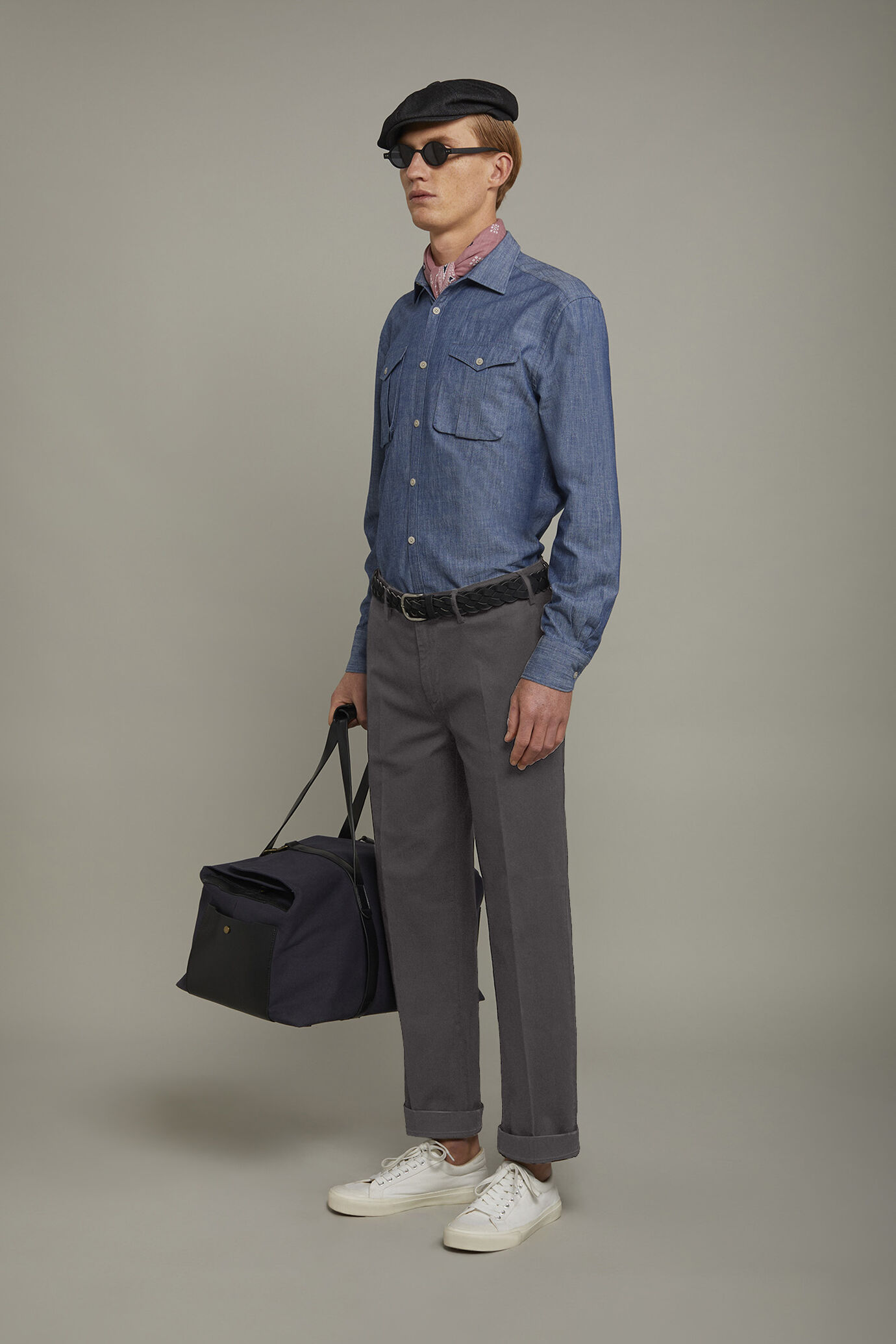 Pantalone classico uomo tessuto chambray regular fit image number 1