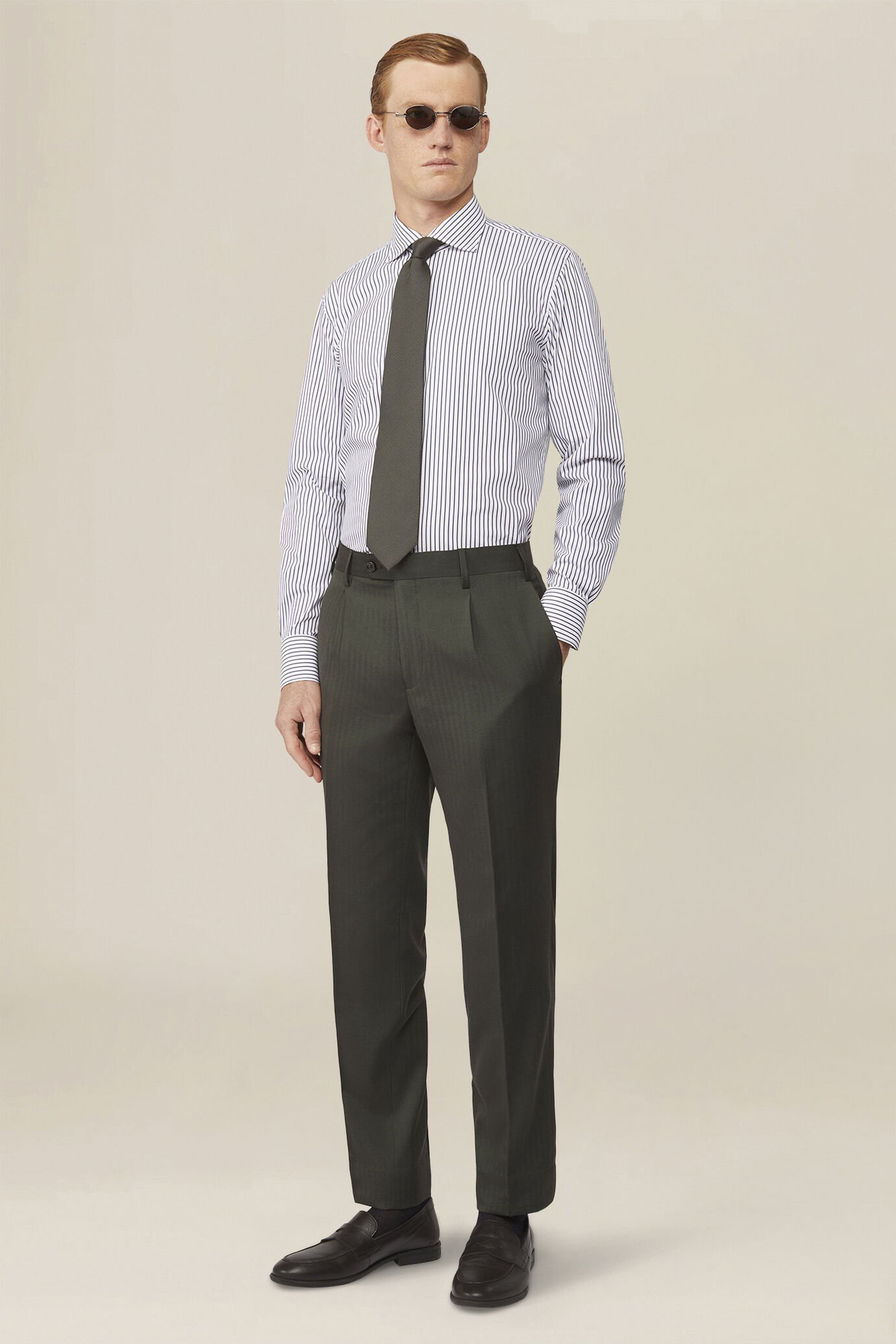 Camicia uomo tecnica a righe adatta ai gemelli image number 1