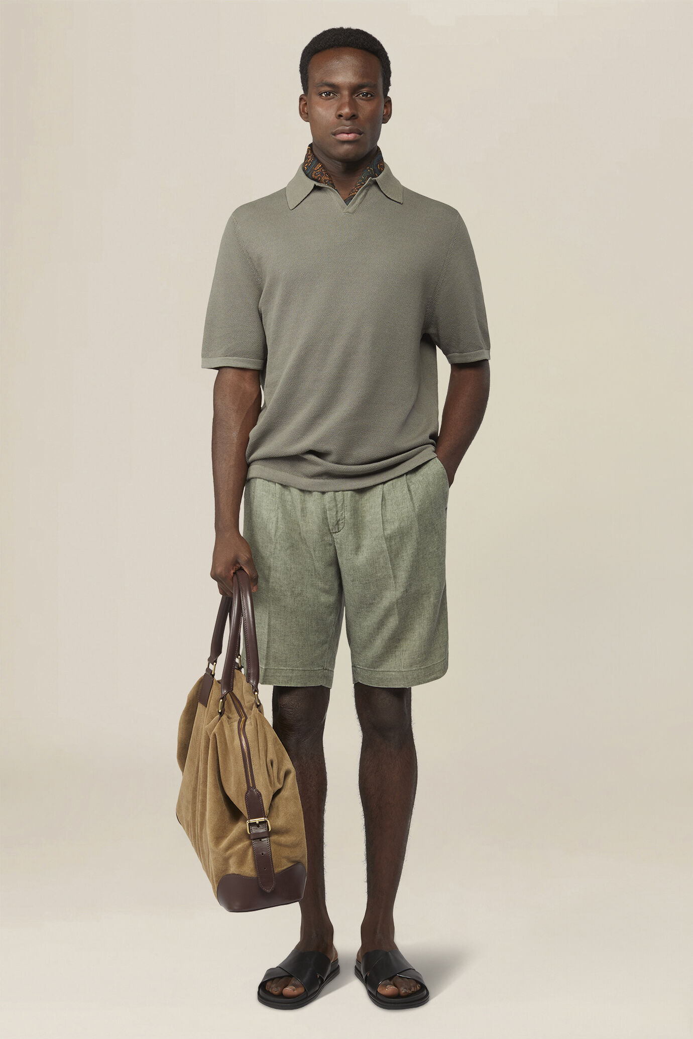 Men's polo shirt in 100% cotton honeycomb knit with Derby collar image number 1