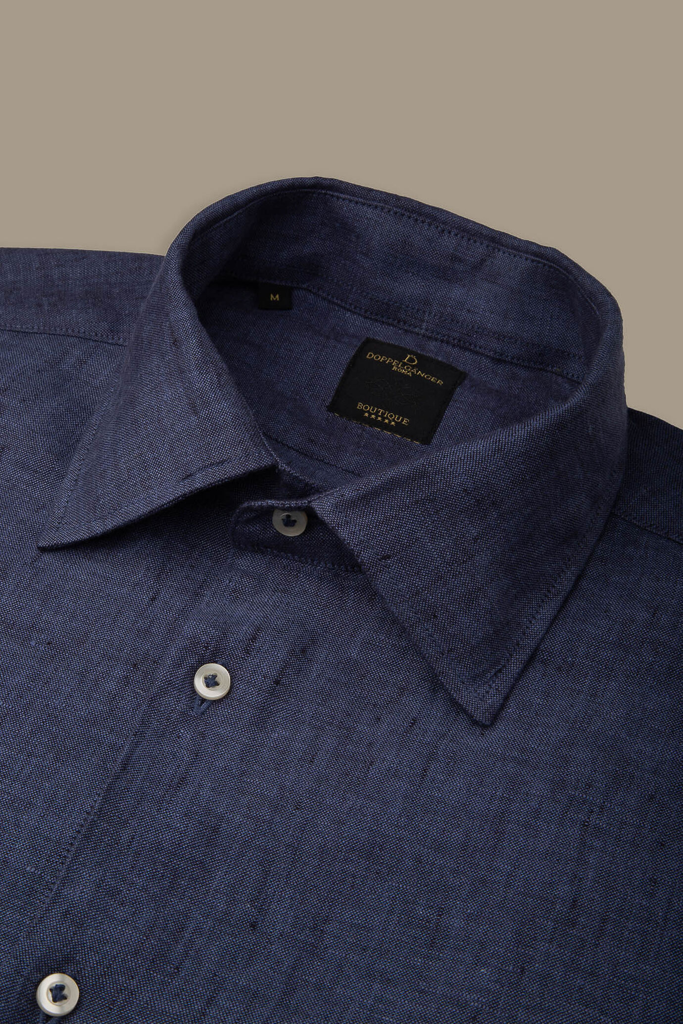 Camicia Uomo casual collo francese 100% lino tinta unita image number 0