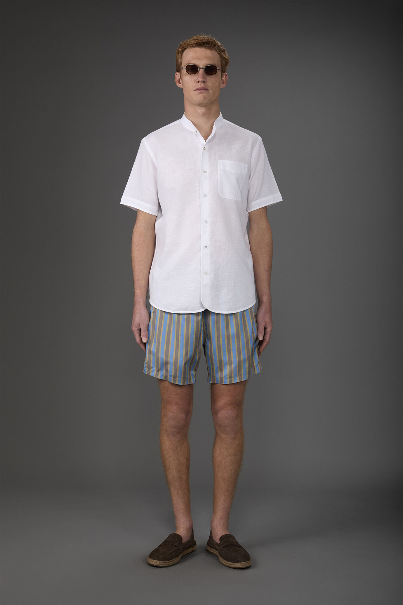 Men's swimwear with vertical striped pattern image number 0