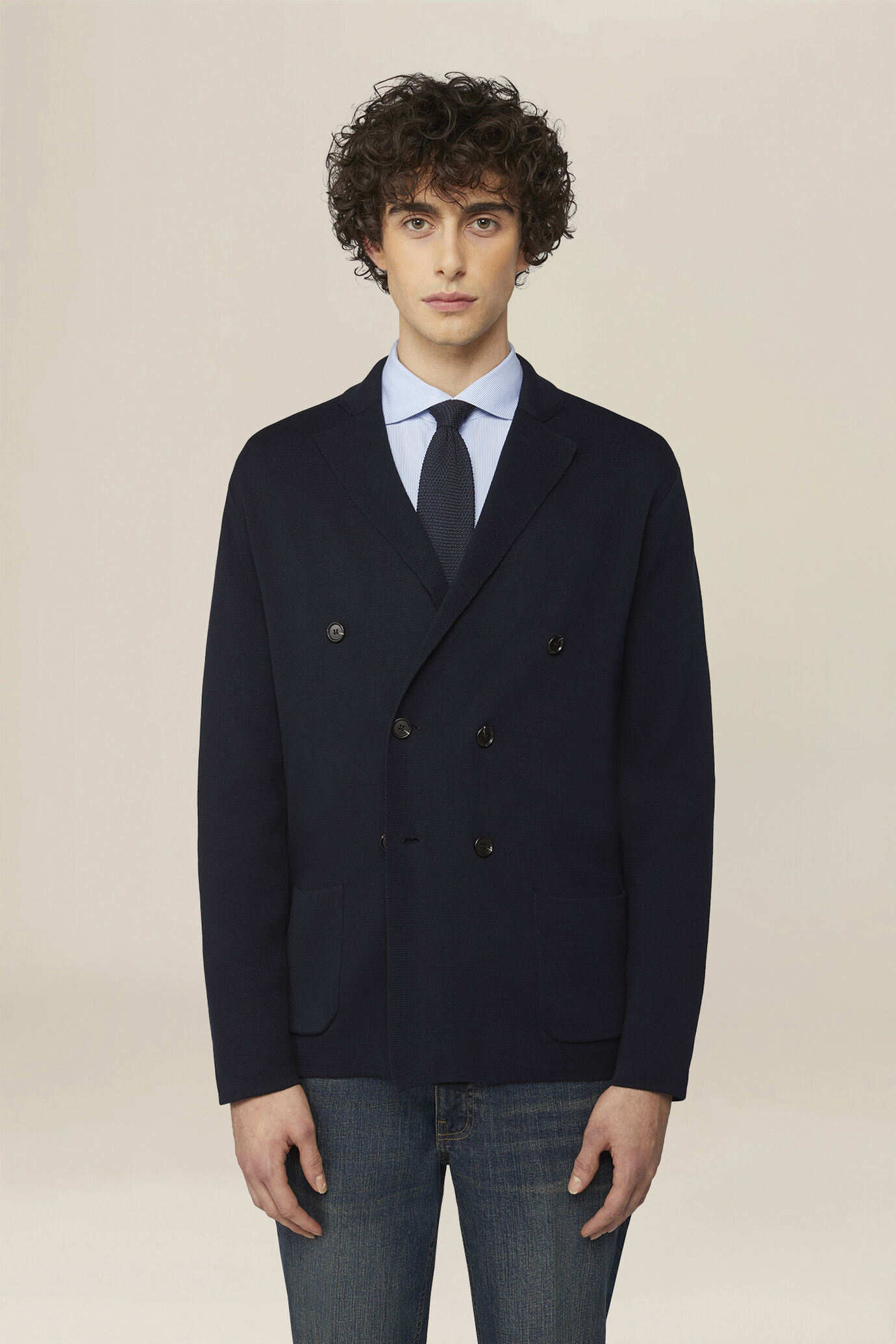 Herren-Strickjacke aus 100 % Baumwolle mit doppelter Knopfleiste, Punto Milano image number 0