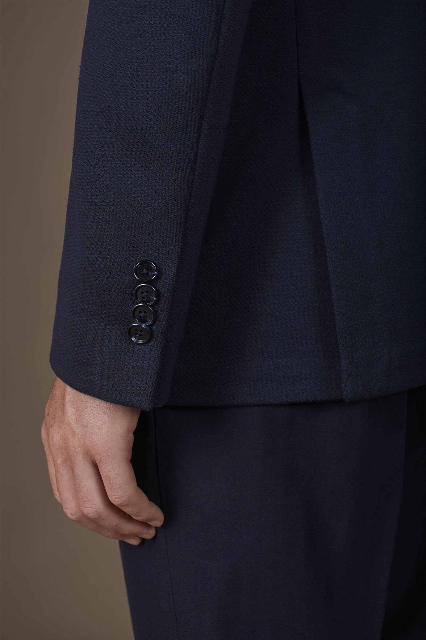 Zweireihige Herrenjacke aus Cavalry-Jersey-Stoff reguläre Passform image number 3
