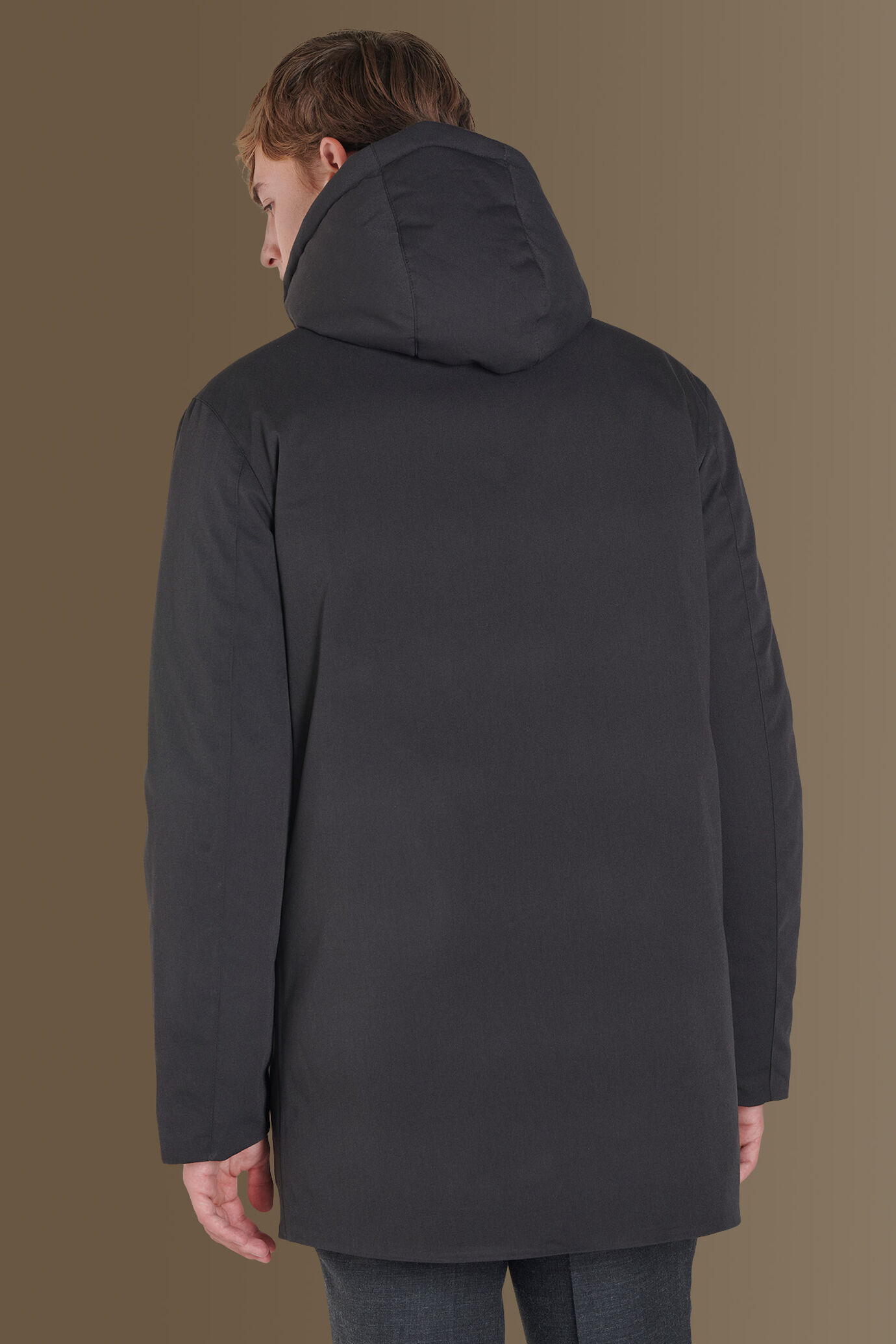 Parka uomo tecnico imbottito con zip tinta unita image number 3