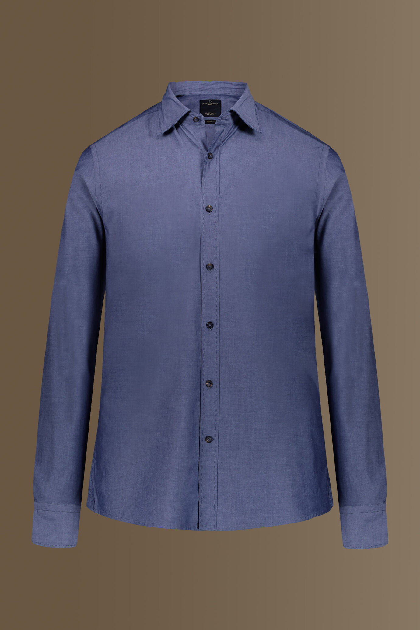 Camicia casual collo francese tessuto chambray uomo image number 4