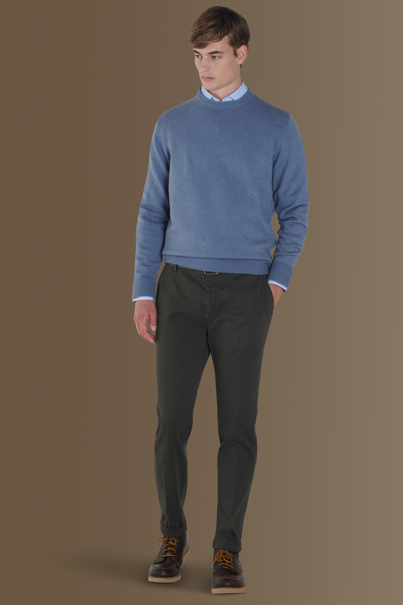 Pantalone classico chino twill elasticizzato image number 0