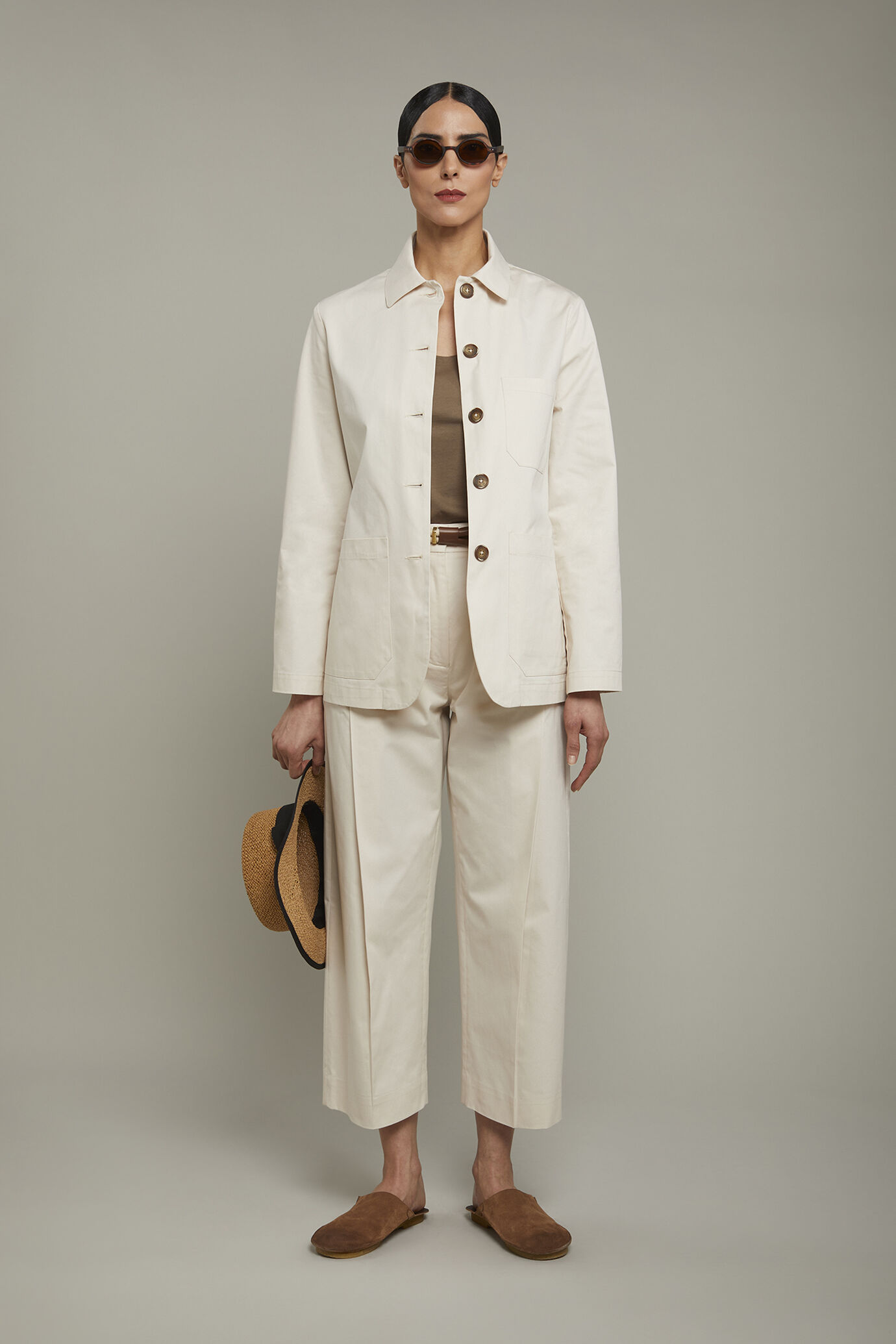 Giacca donna 100% cotone tasche a toppa regular fit