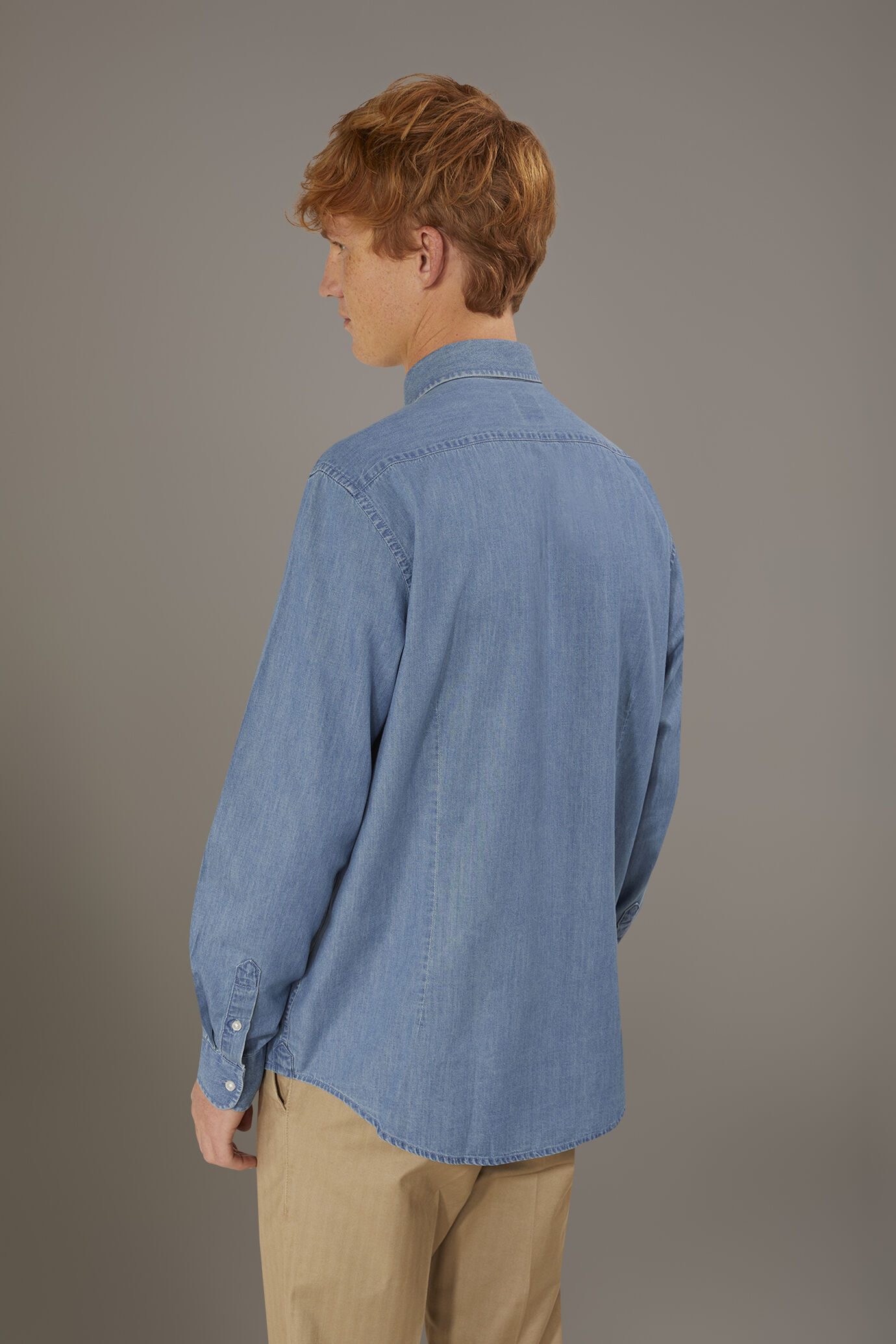 Casual denim shirt french collar comfort fit image number 2