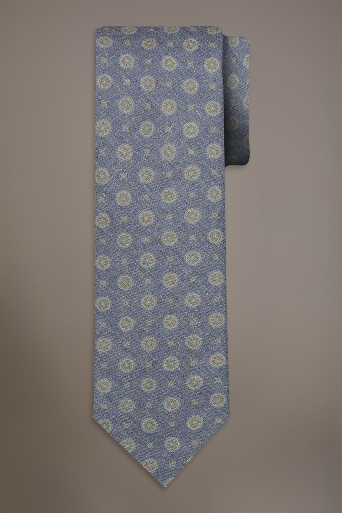 Cravatta fantasia uomo misto lino blue