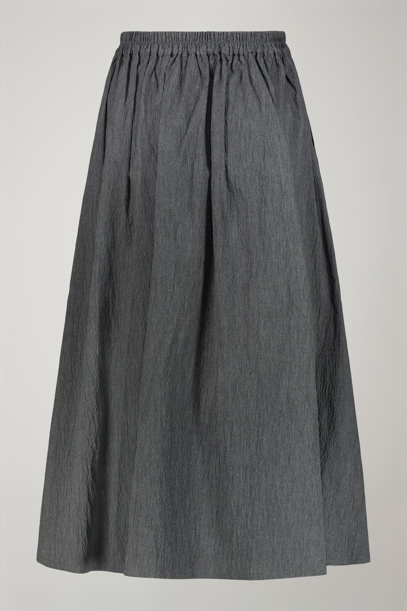 Gonna donna in cotone goffrato tinta unita regular fit image number 5