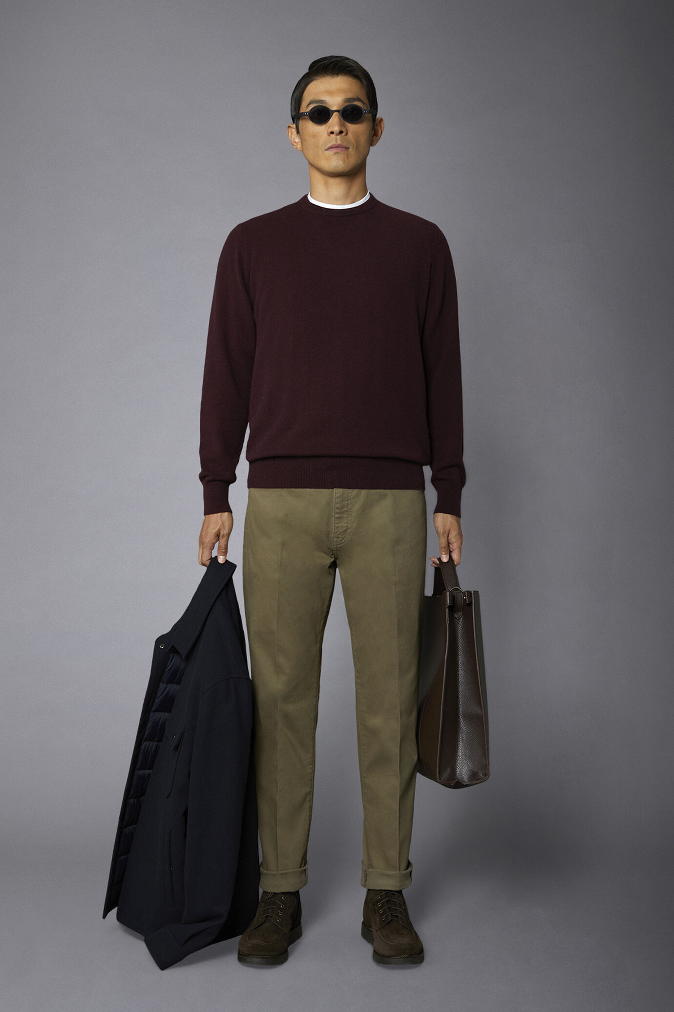 Men's 100% cashmere regular fit roundneck sweater image number 0