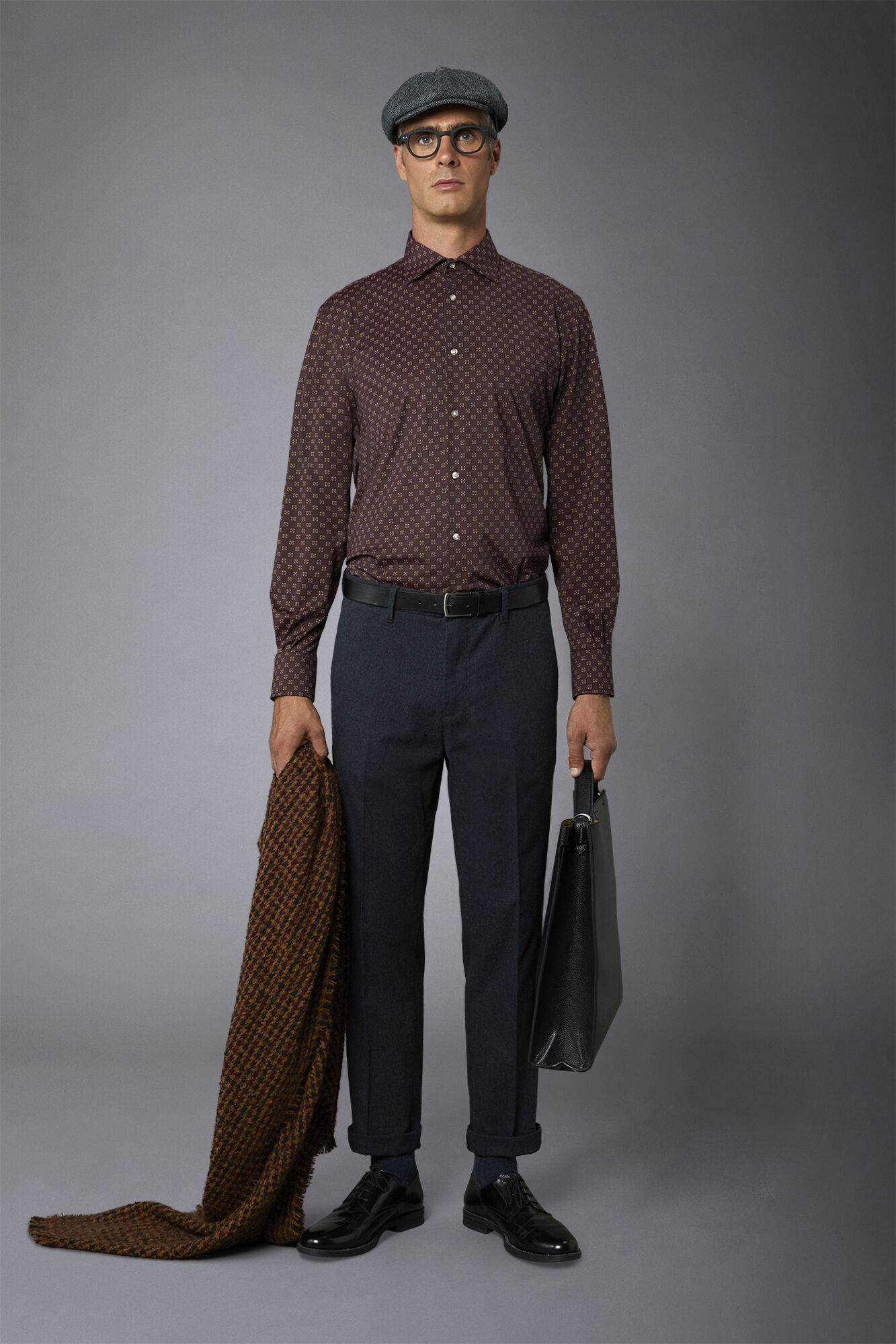 Camicia classica genderless tecnica comfort fit tessuto fantasia