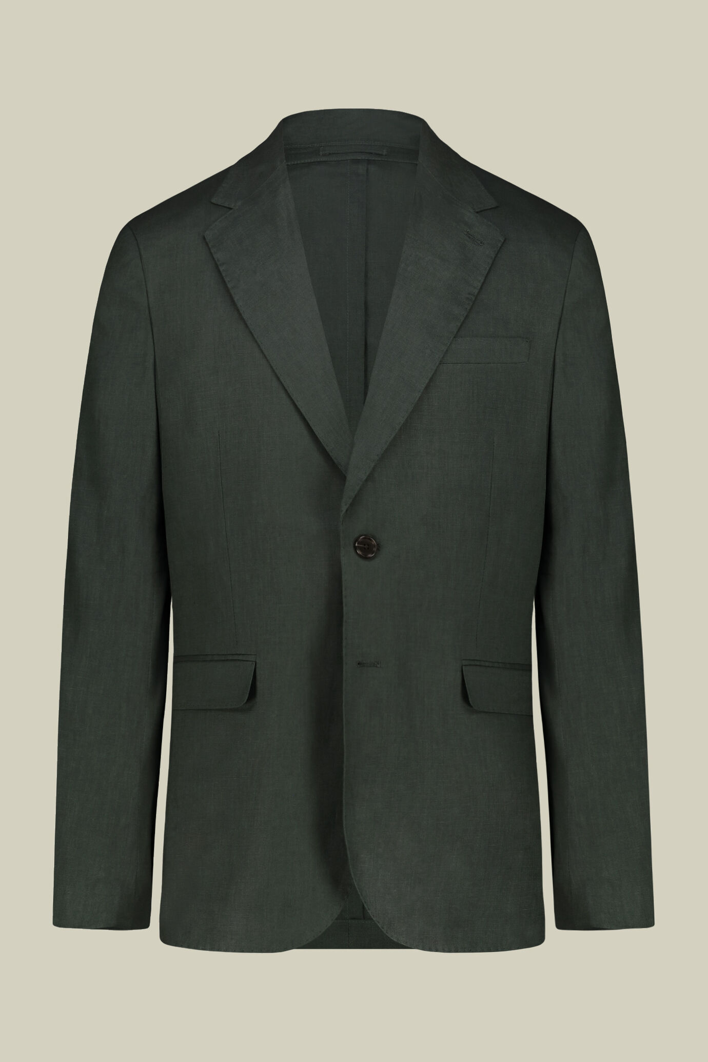 Single-breasted men's suit with flat front trousers, in 100% linen with a washed effect image number 4