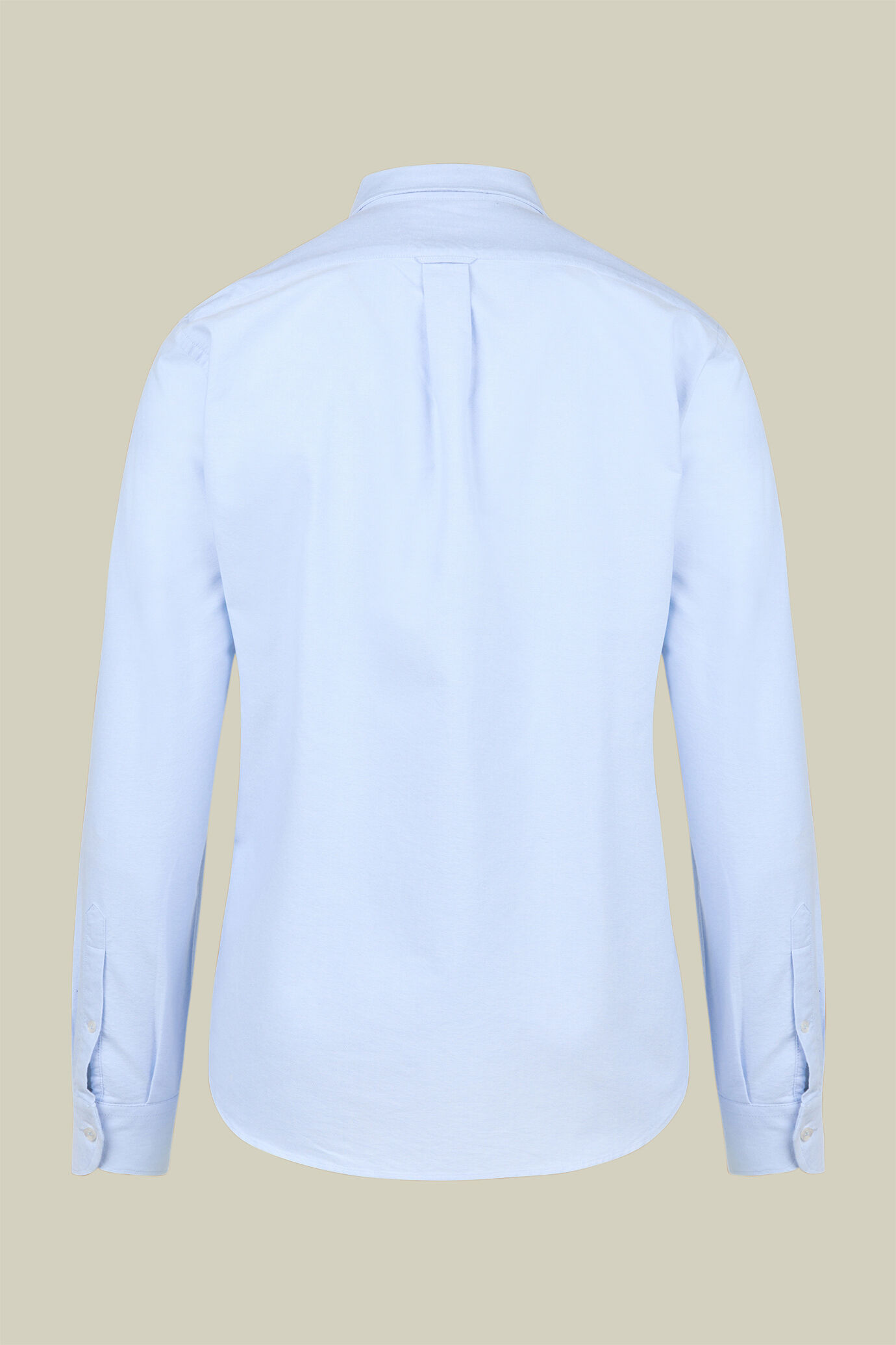 Chemise décontractée pour homme à col arrondi, 100% coton, tissu oxford uni, coupe confort image number 1