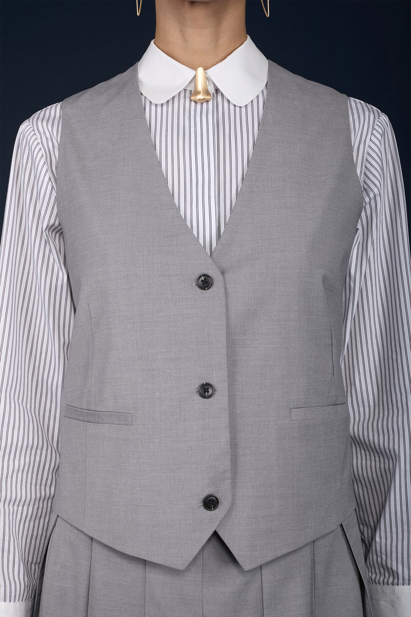 Gilet habillé pour femme avec doublure rayée image number 1