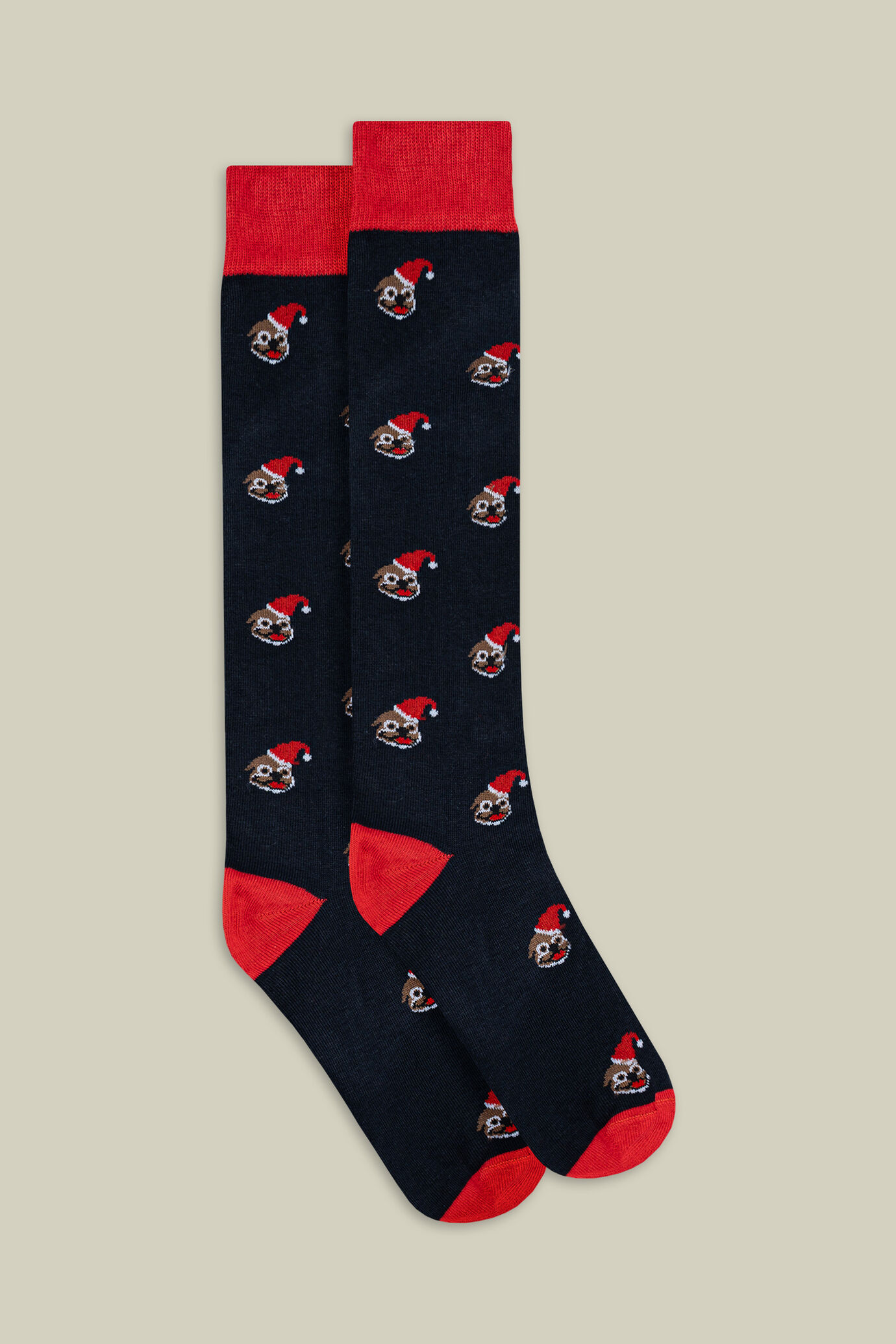 Chaussettes de Noël pour homme en maille lisse avec motif bonnets de Noël