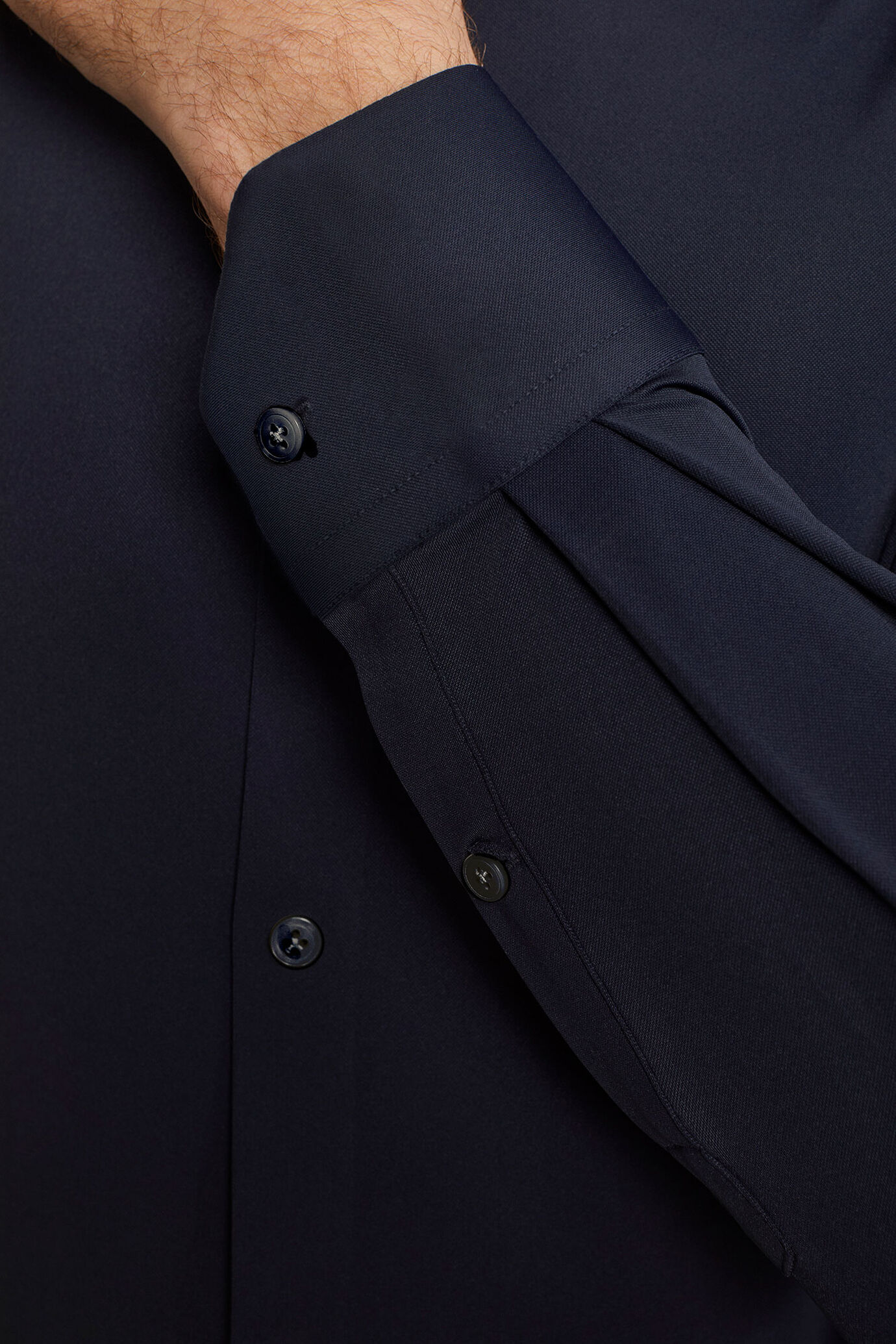 Polo camicia uomo a manica lunga con collo classico 100% cotone piquet regular fit image number 3