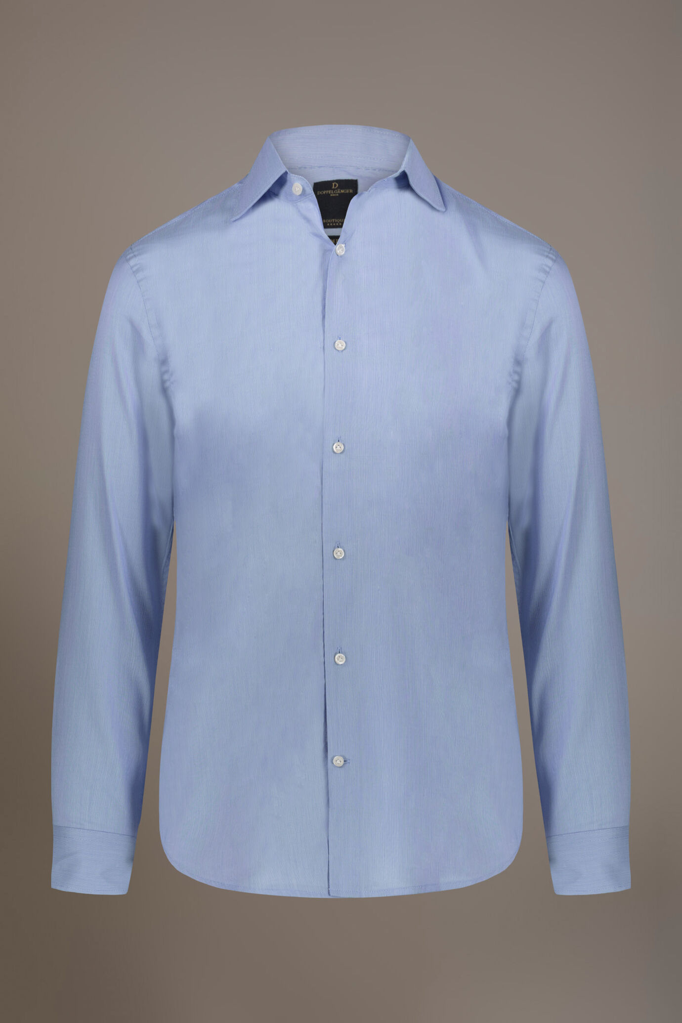 Camicia classica collo francese slim fit tessuto armaturato image number 3