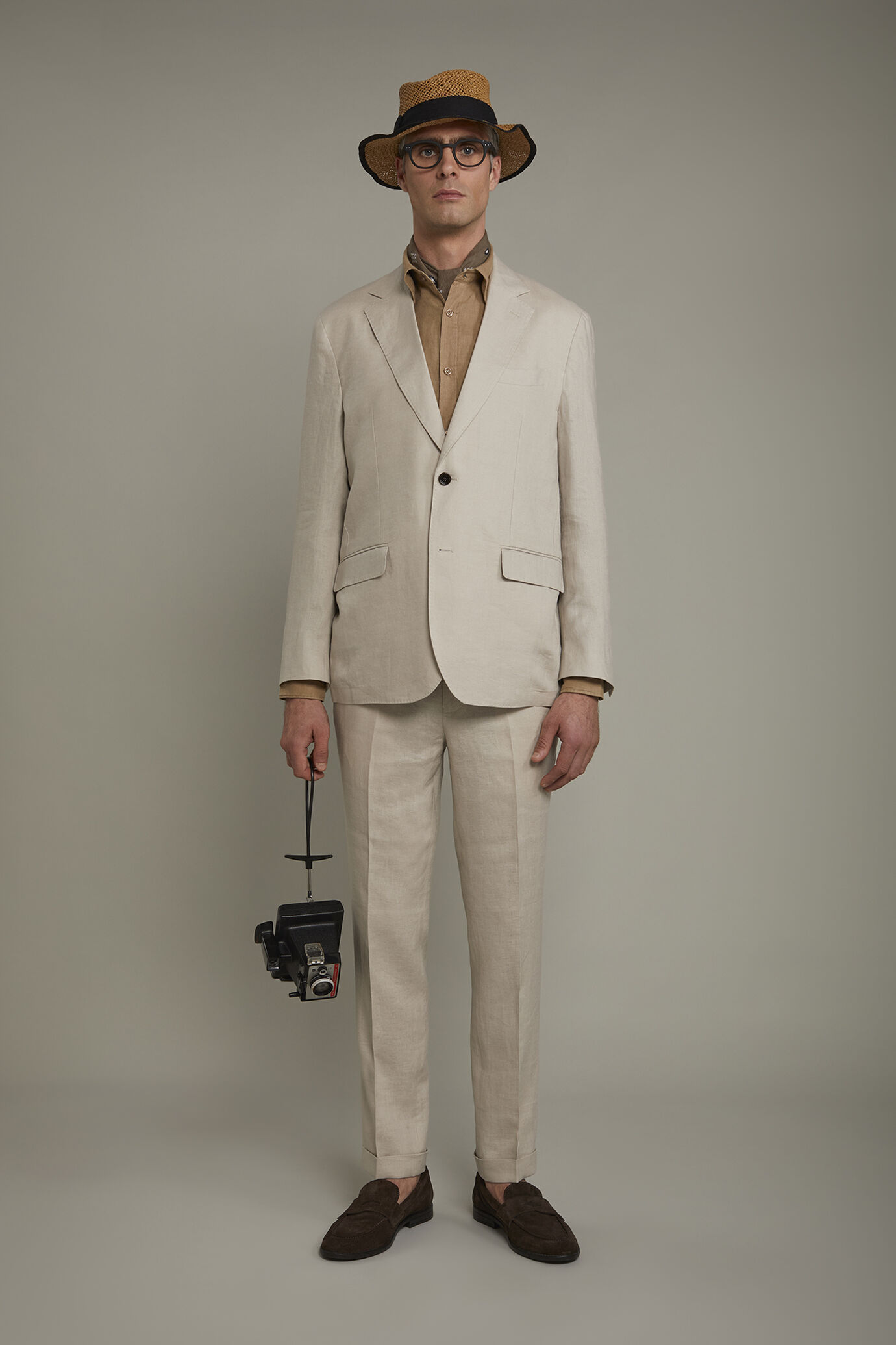Abito uomo monopetto 100% lino regular fit image number 0