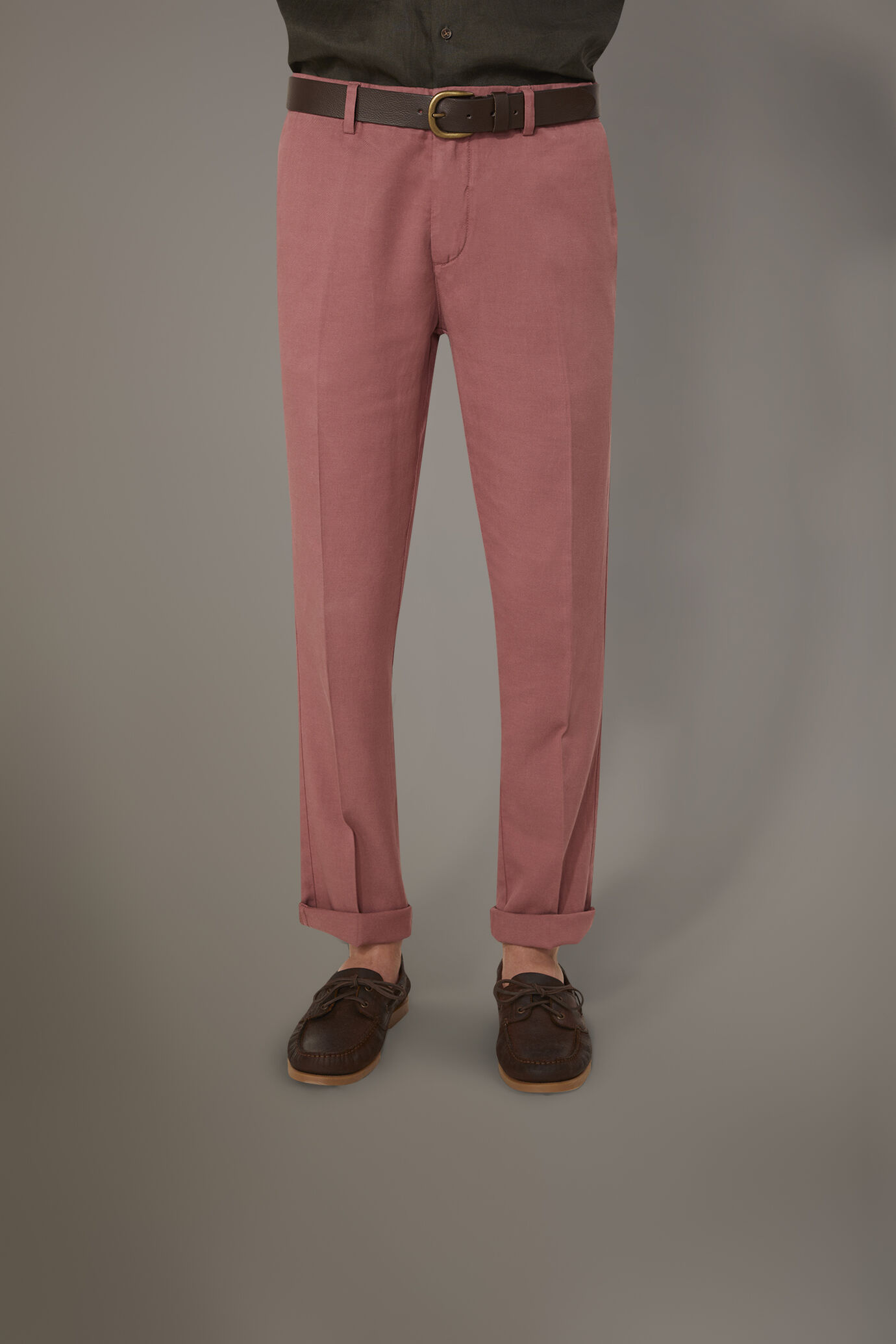 Regular fit linen blend chino trousers twill construction image number 1