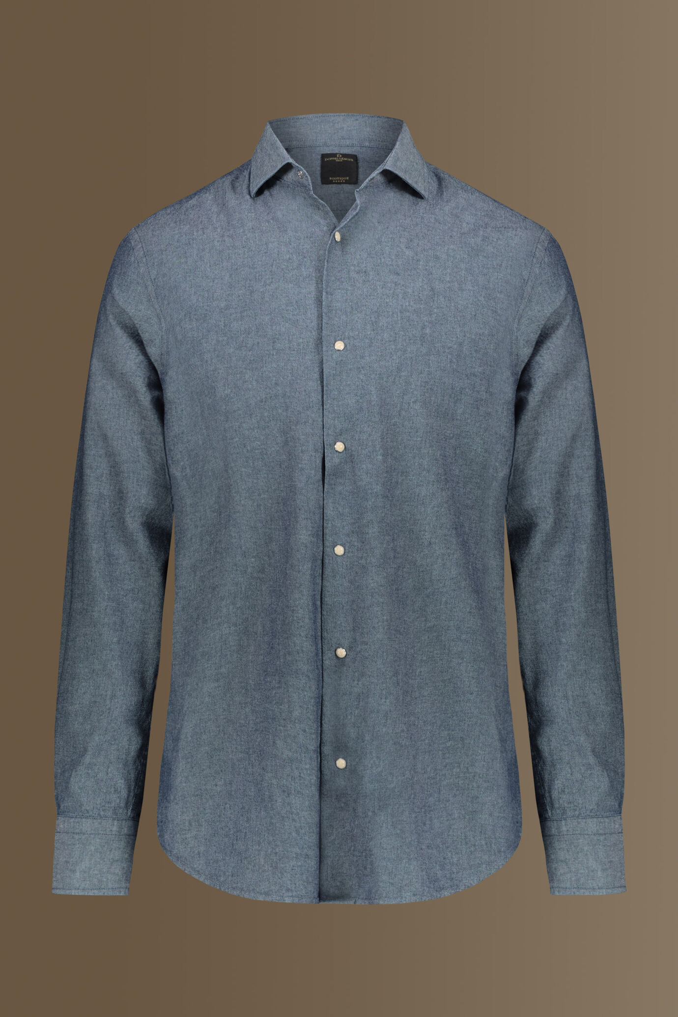 Camicia casual uomo collo francese tessuto chambray image number 4