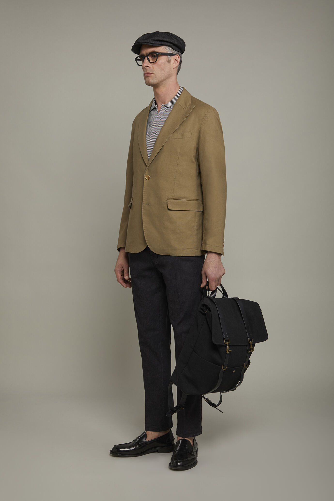 Giacca uomo tessuto lino e cotone sfoderata monopetto con rever a lancia regular fit image number 1
