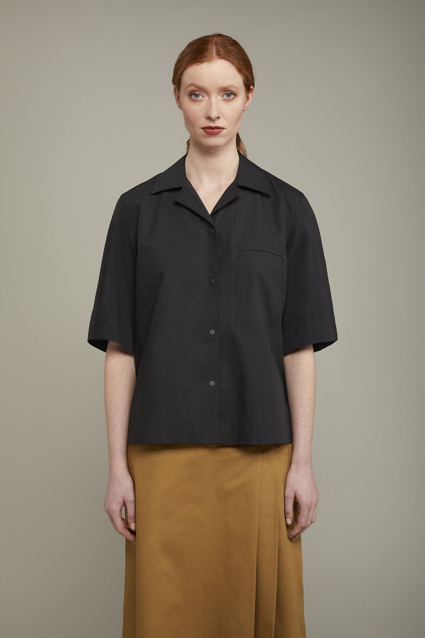 Camicia donna con due tessuti a contrasto image number 2