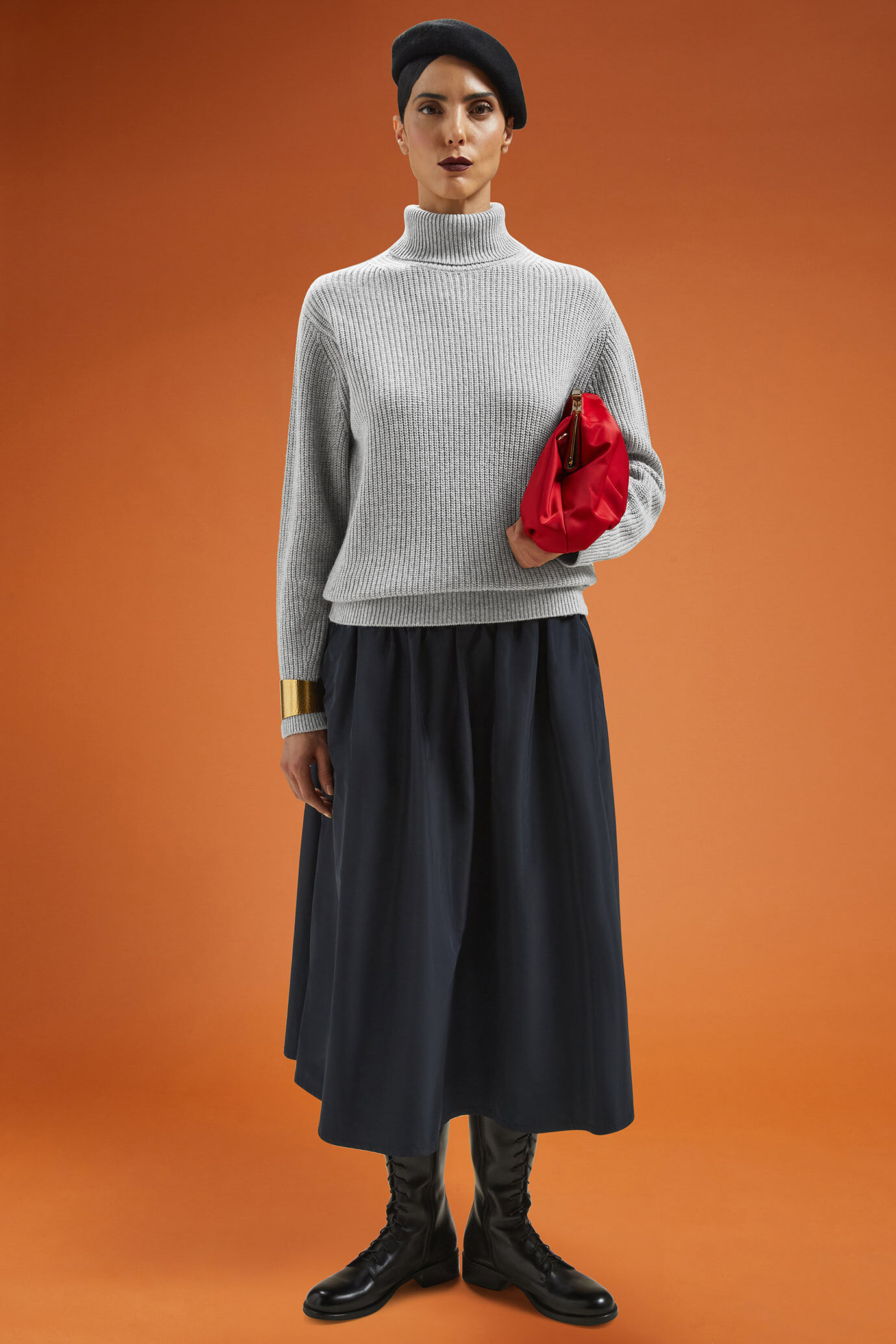 Damen-Pullover mit hohem Kragen aus englischem Rippstrick in normaler Passform image number 2