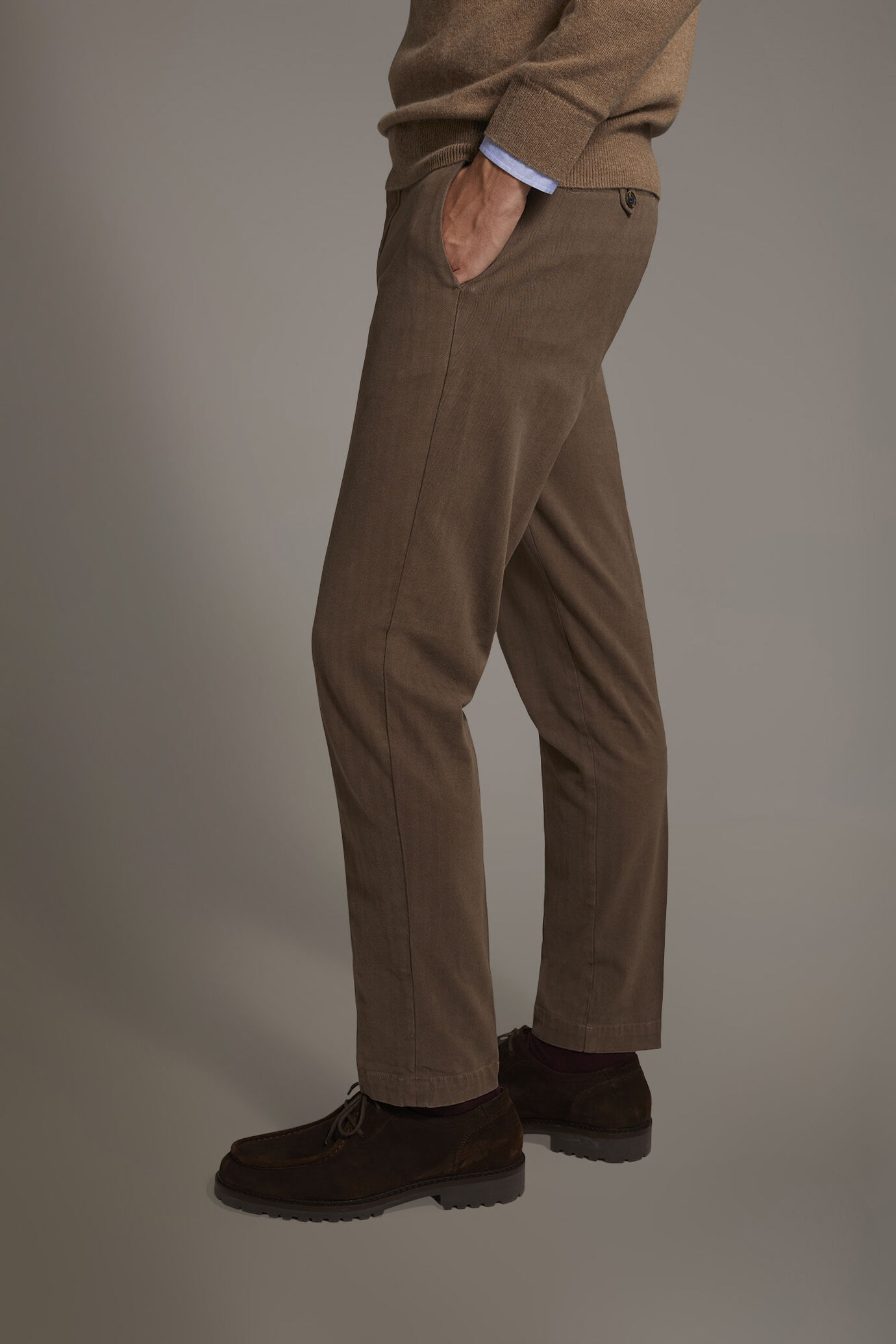 Classic regular fit herringbone fabric trousers image number 3