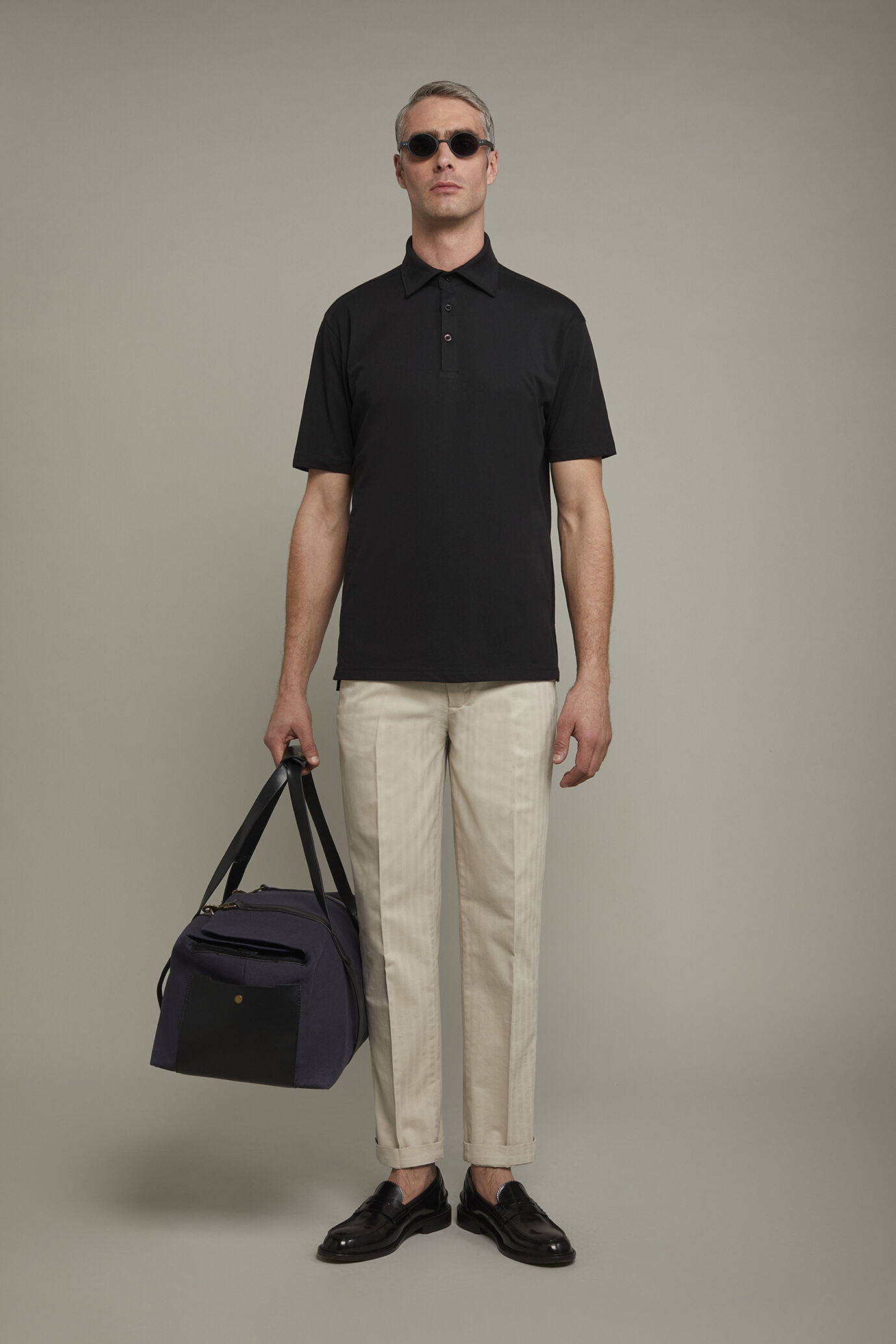 Kurzärmeliges Herren-Poloshirt aus 100 % Supima-Baumwolle in normaler Passform