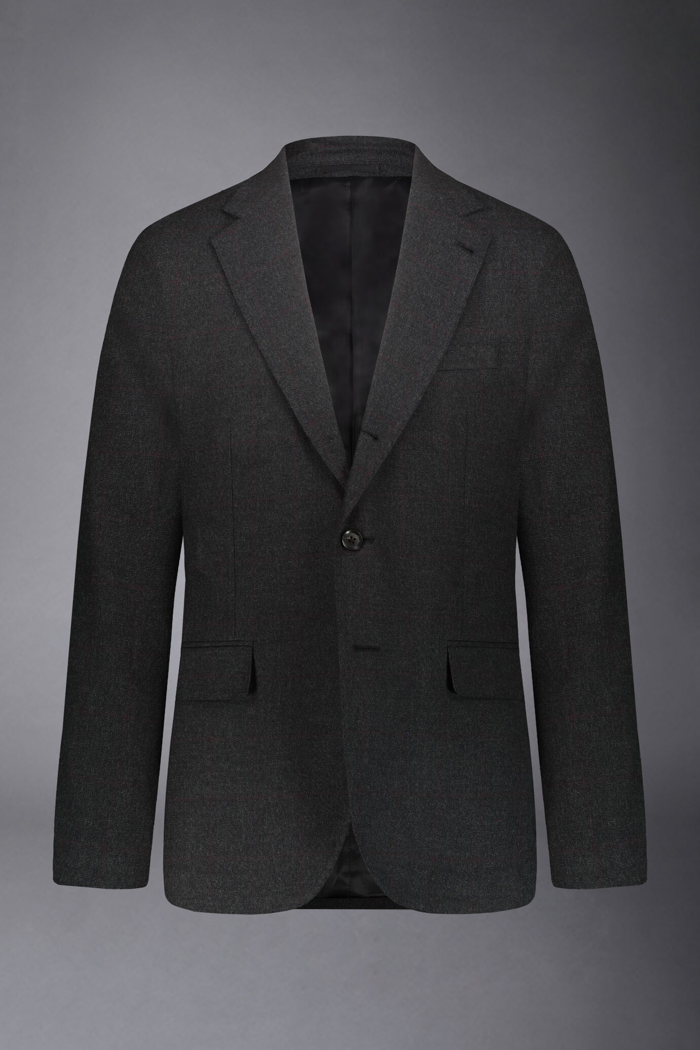 Men's single-breasted suit checked regular fit hand-woven wool fabric image number 4