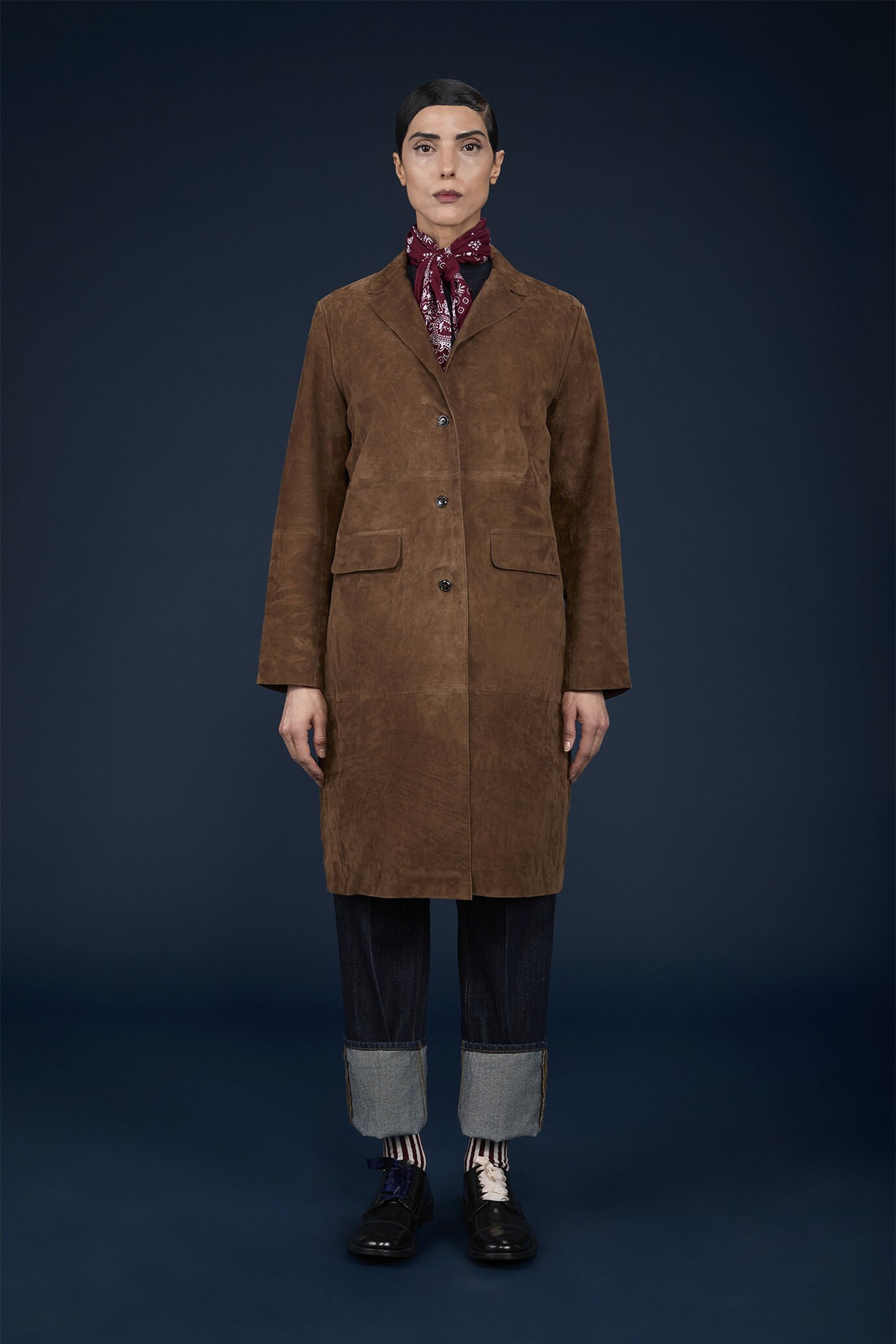 Manteau pour femme, 100% daim véritable, coupe classique image number 1