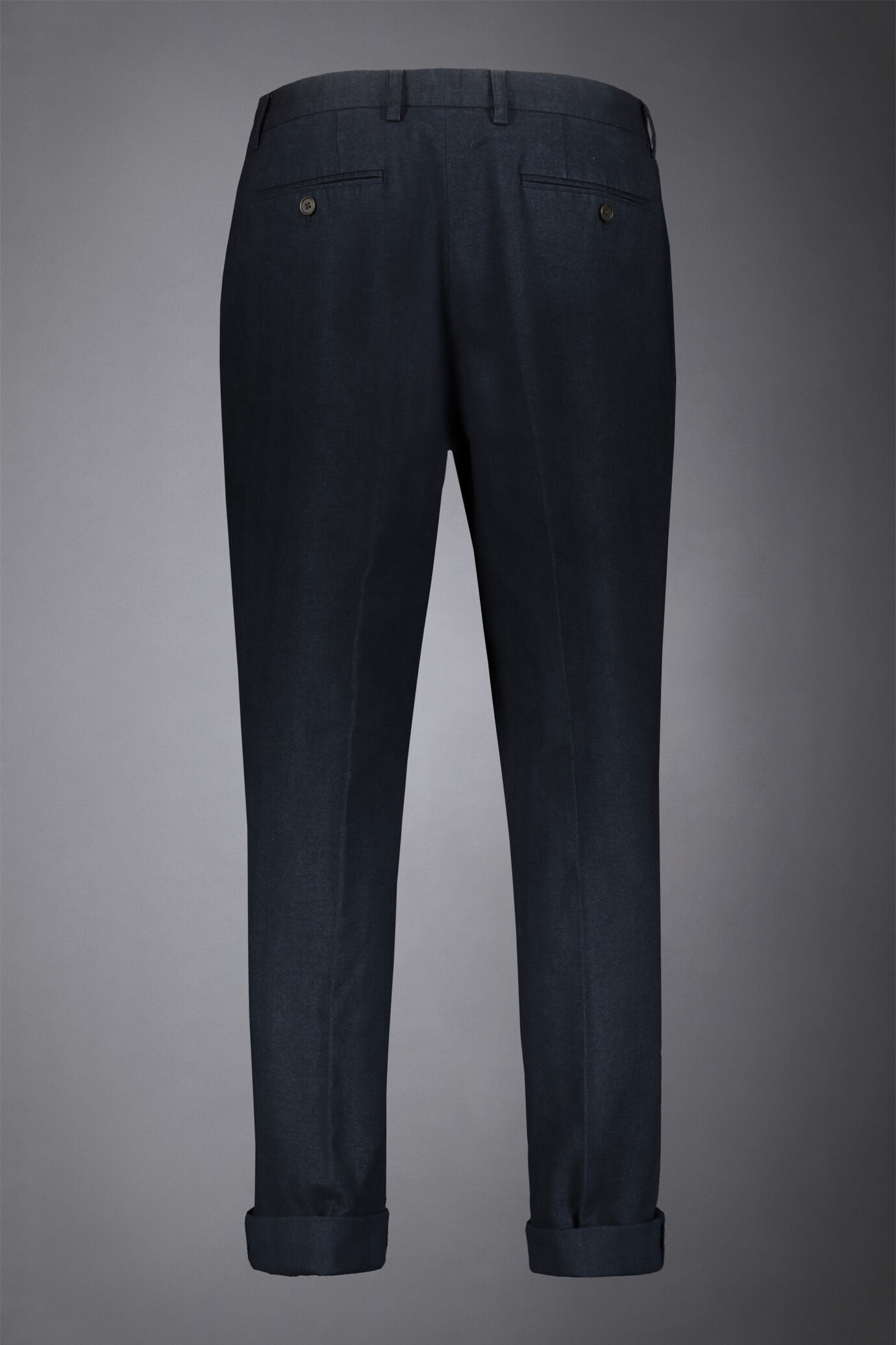Men's dartless stretch cotton pants washed fabric herringbone design regular fit image number 5