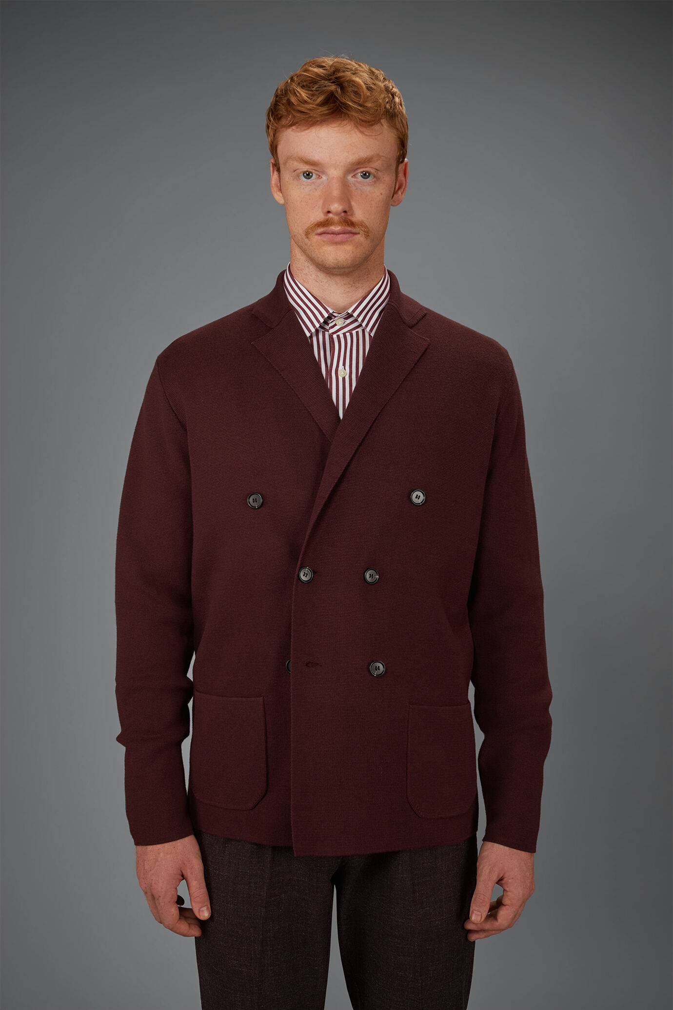 Cardigan uomo doppiopetto in maglia Punto milano 100% cotone regular fit image number 1