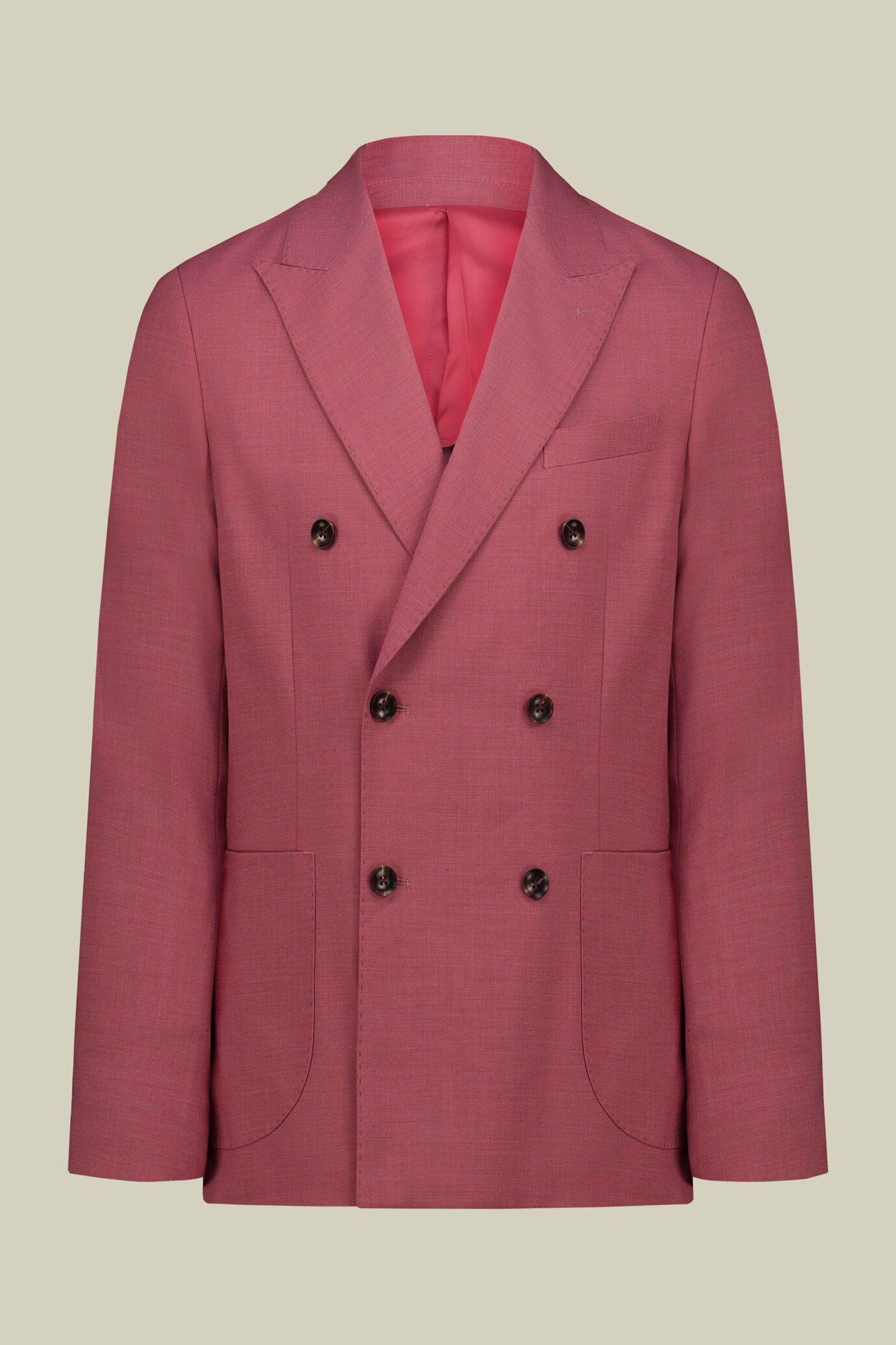 Costume homme croisé en tissu grisaille, coupe regular image number 0