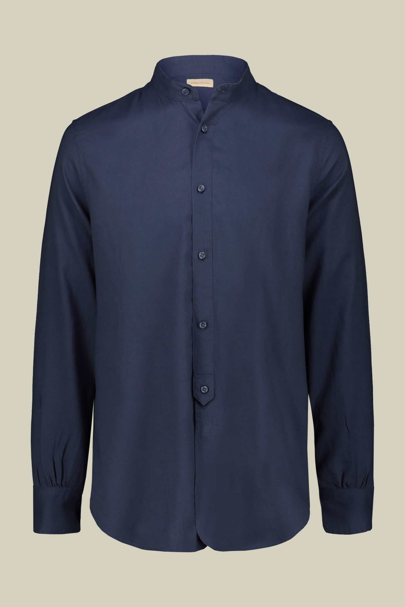 Casual men's shirt with mandarin collar and half button fastening, washed linen and cotton fabric image number 4