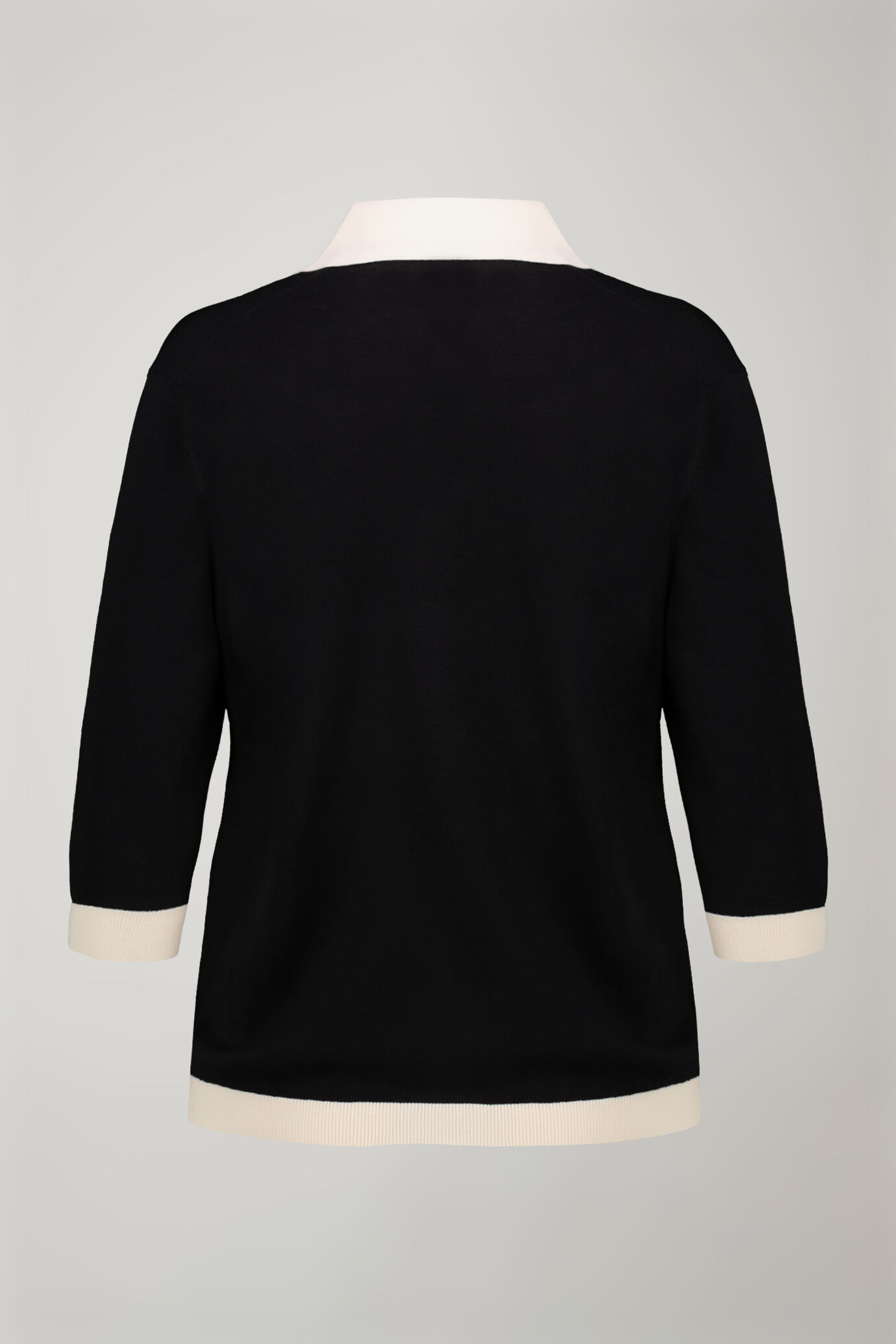 Polo donna in maglia con manica tre quarti regular fit image number 5