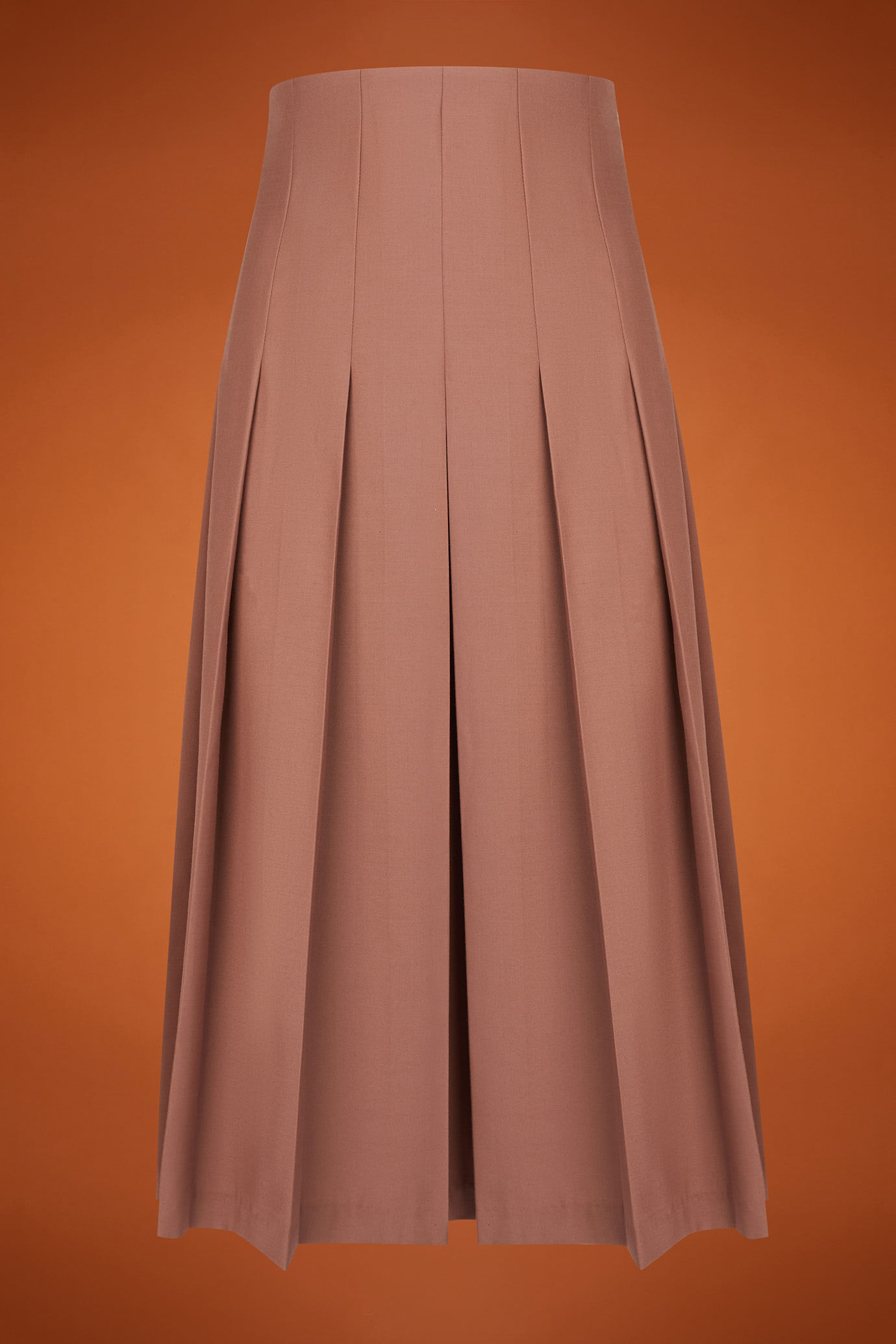 Gonna donna longuette a pieghe con zip tinta unita regular fit image number 4