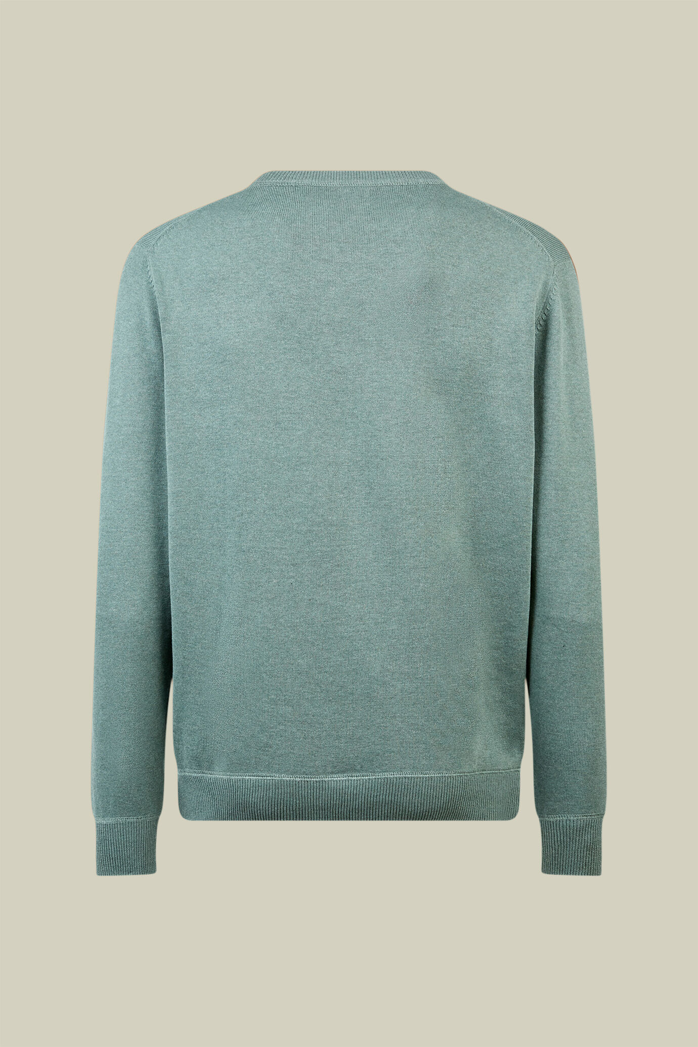 Men's regular fit crew neck jumper with plush effect details 100% cotton image number 1