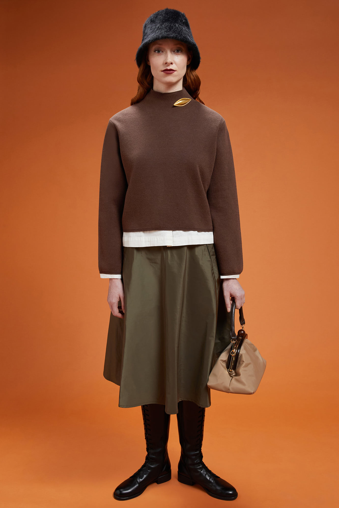 Women's long-sleeved mock polo neck jumper in a regular fit image number 1