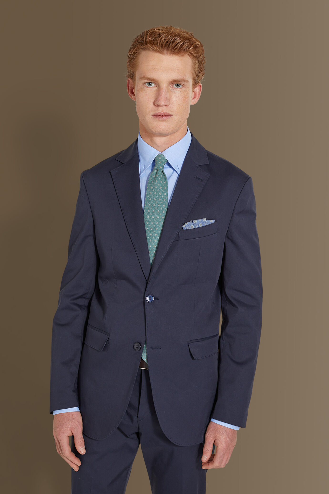 Single breasted suit flat trousers cotton blend fabric solid colour made in italy image number 2