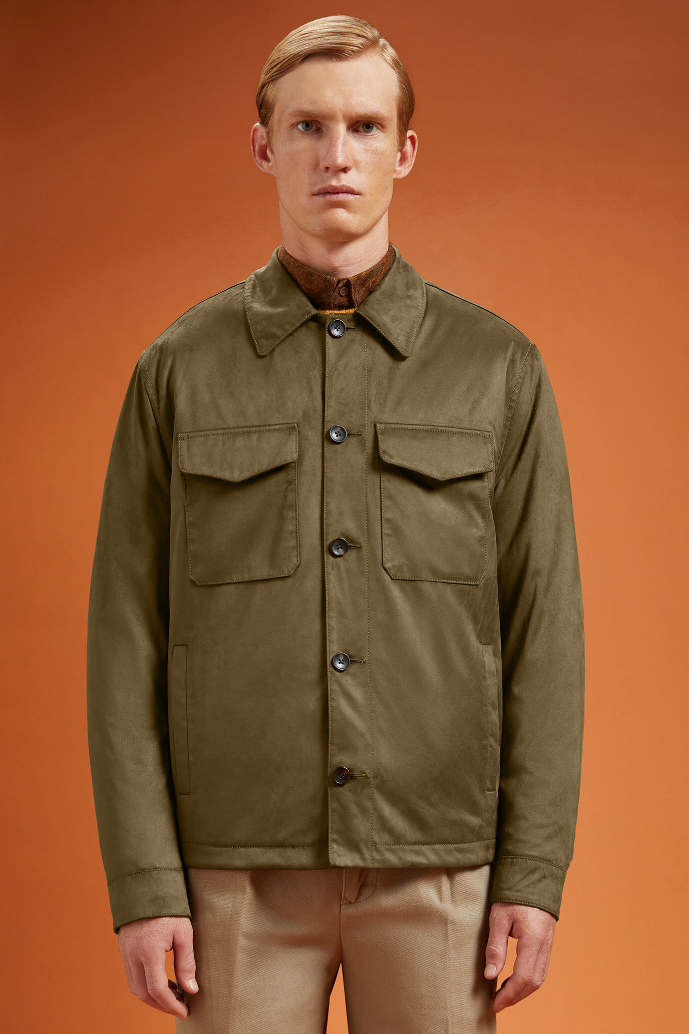 Regular fit lightly padded eco-suede jacket