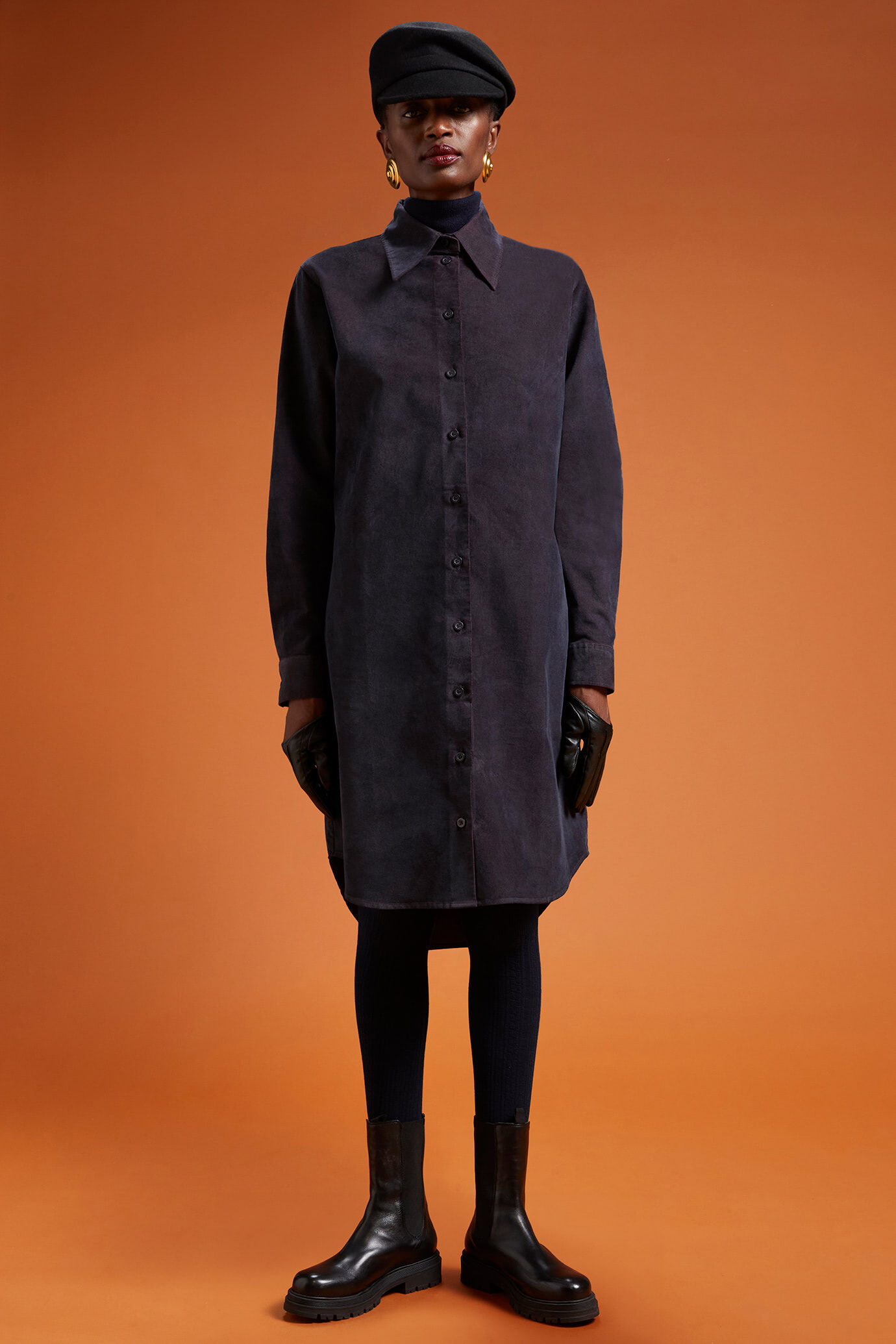 Women's regular fit shirt dress in 1000-wale corduroy