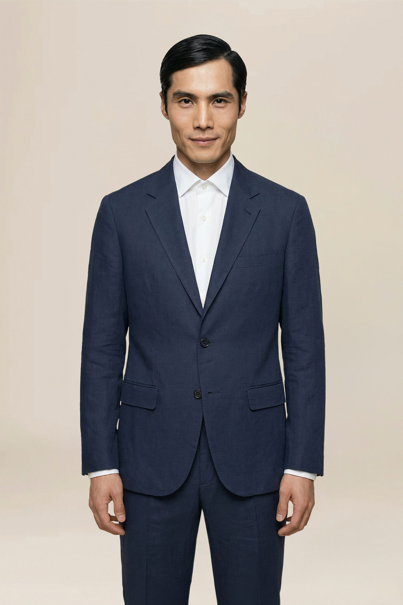 Abito uomo monopetto 100% lino regular fit image number 1