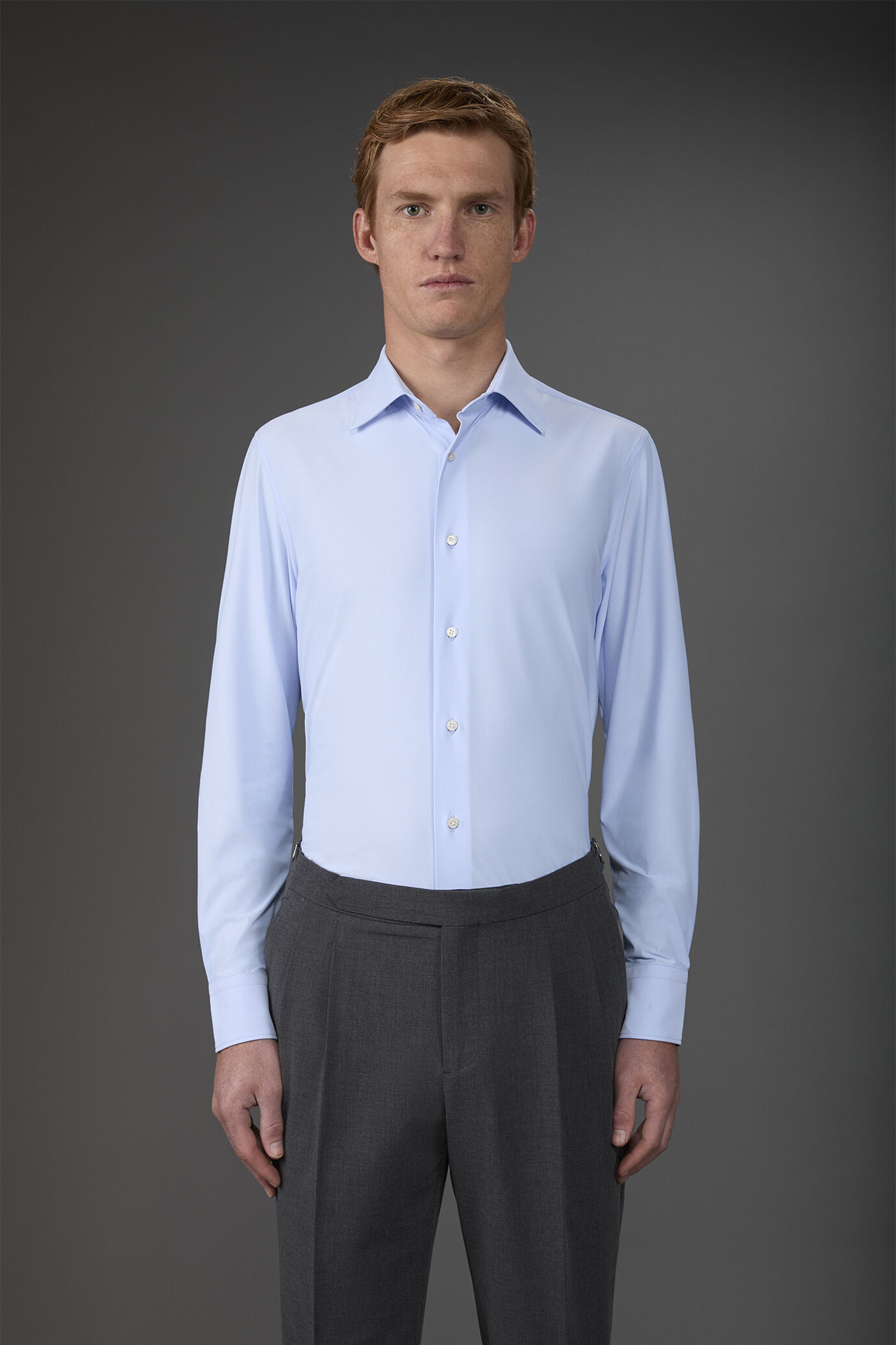 Camicia uomo stretch collo classico tessuto in nylon elasticizzato costruzione twill no-stiro image number 0