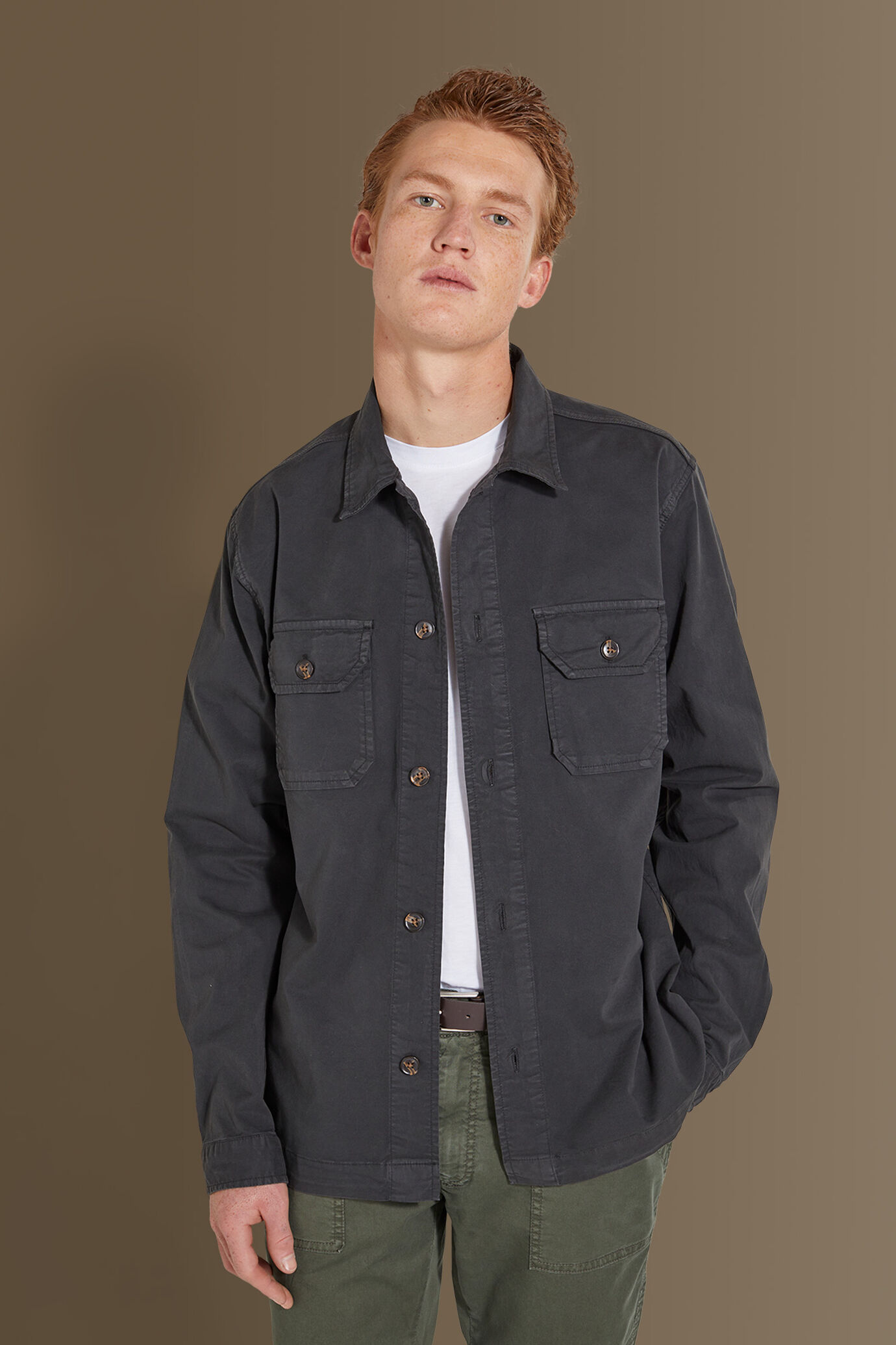 Chambray overshirt french collar image number 1