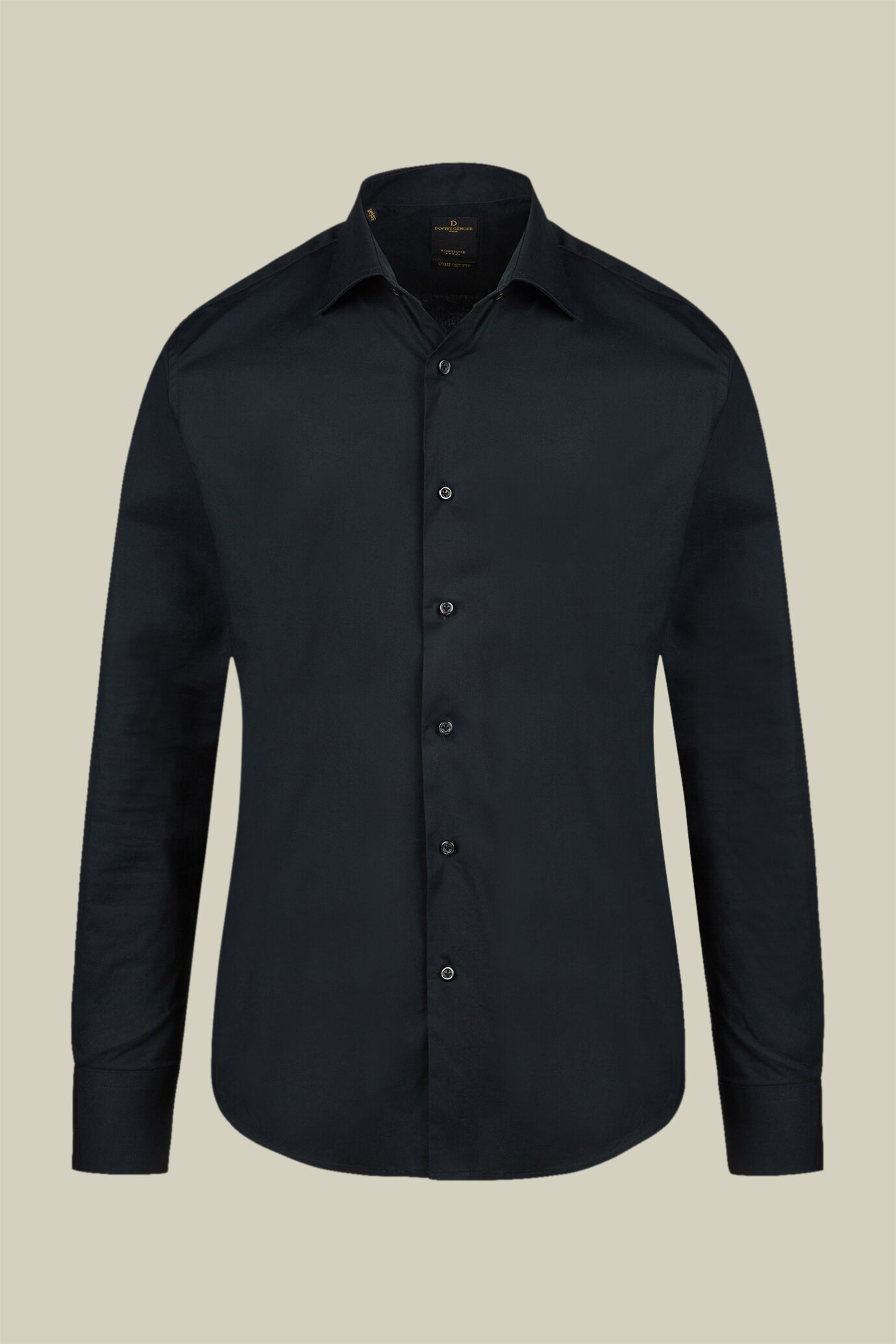 Camicia classica collo francese uomo tinta unita fiammato image number 4